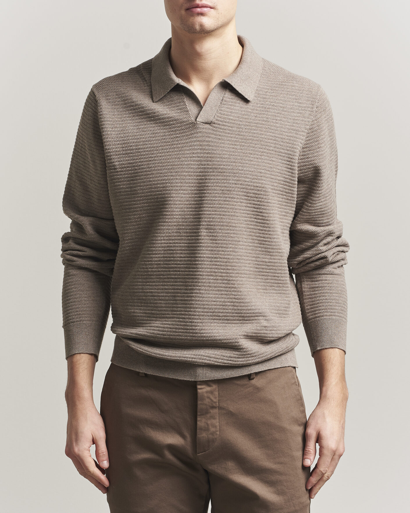 Herren | Pullover | NN07 | Paul Knitted Long Sleeve Polo Mable Husk