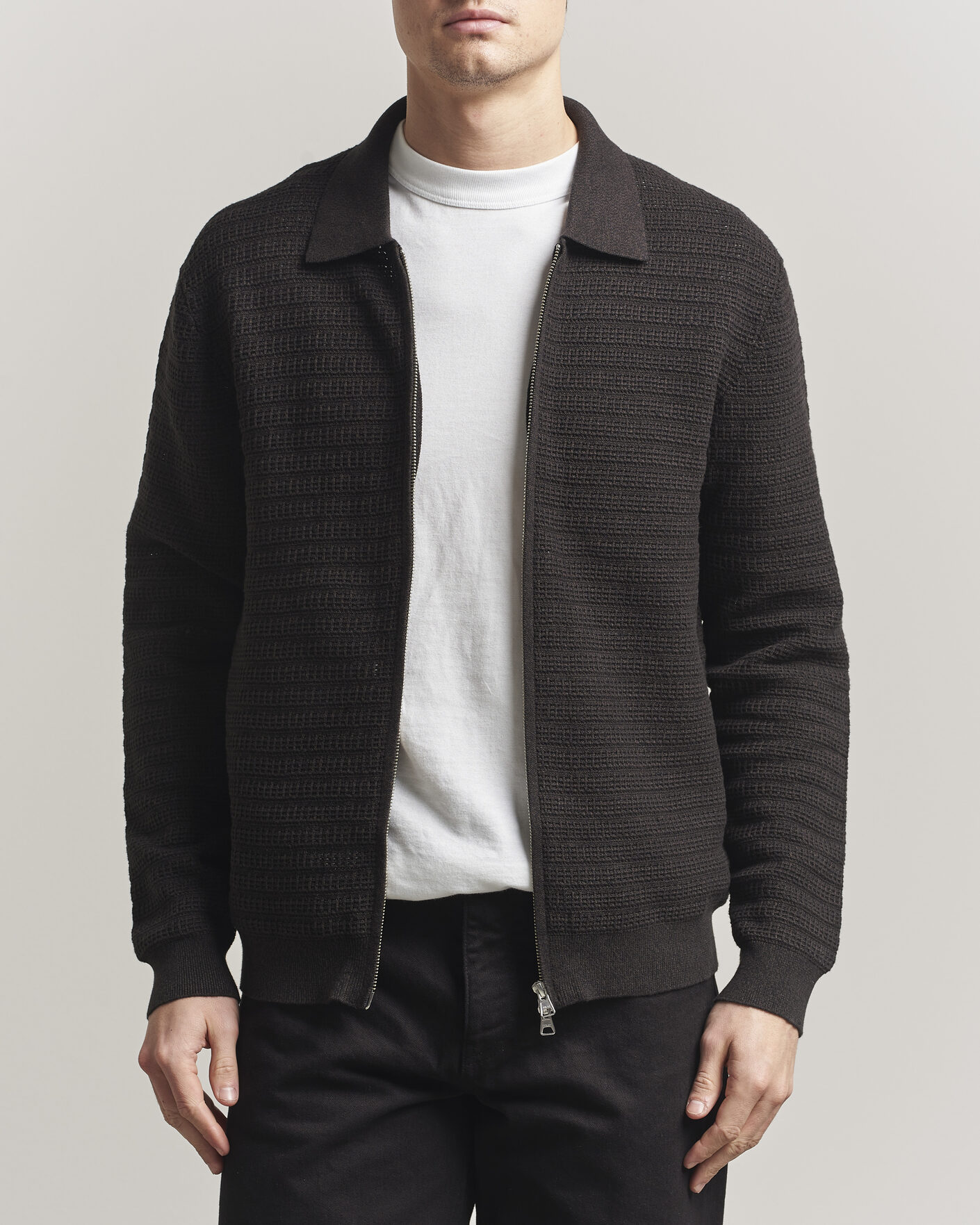 Herren | Pullover | NN07 | Gustav Knitted Full Zip Deep Truffle