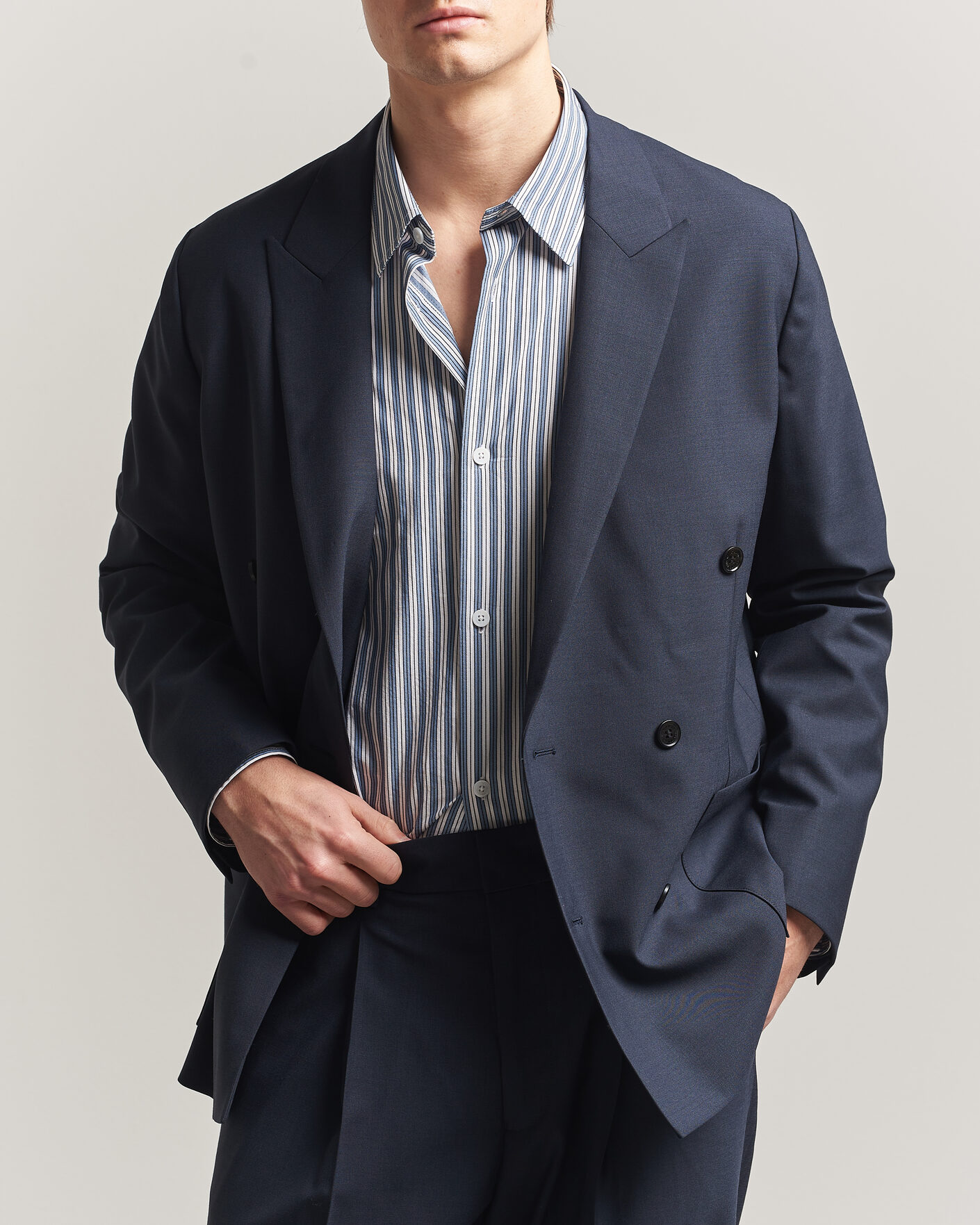 Herren | Sakkos | NN07 | Jordin Summer Wool Double Breasted Blazer Deep Navy