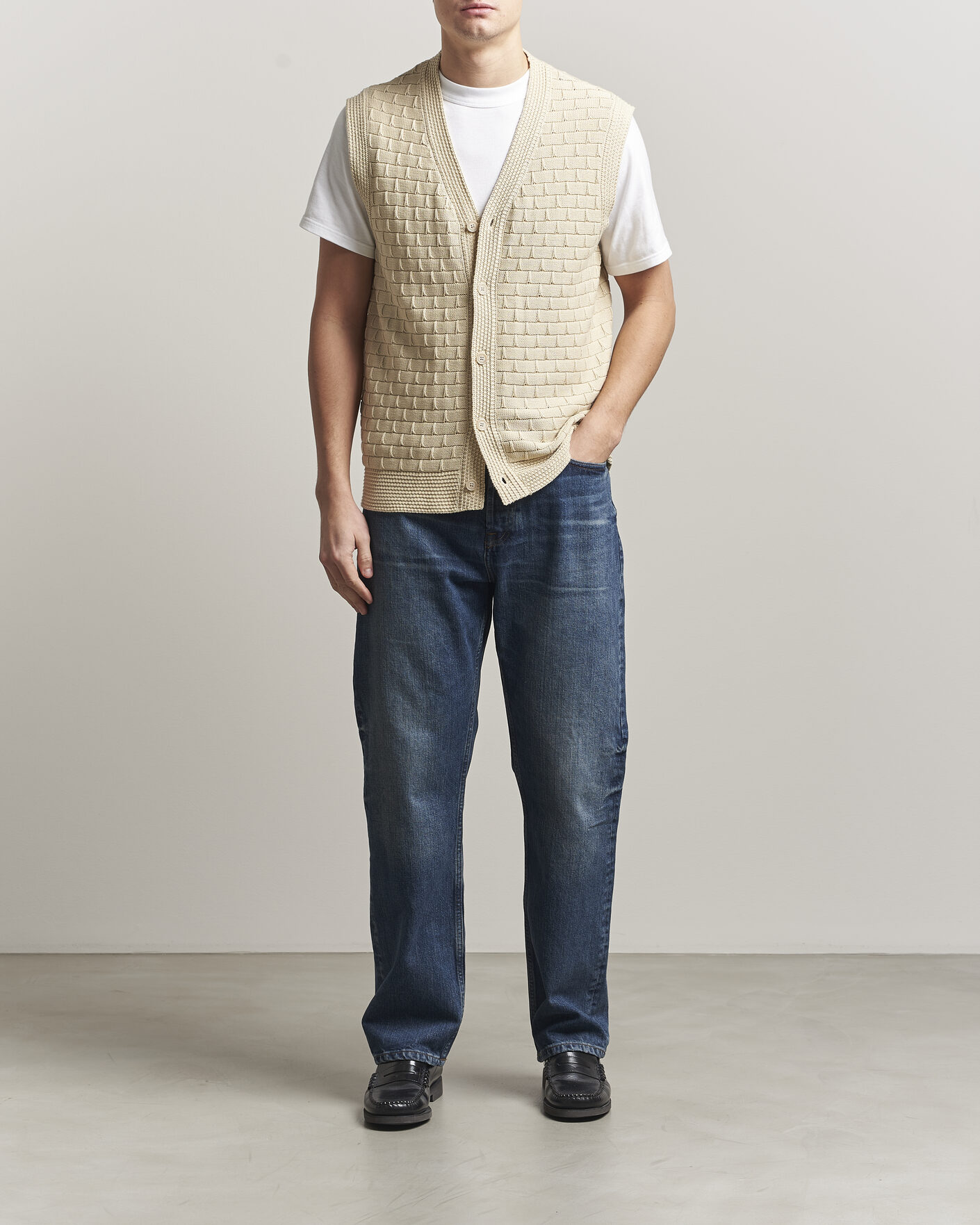 Herren | Pullover | NN07 | Reece Knitted Vest Ecru