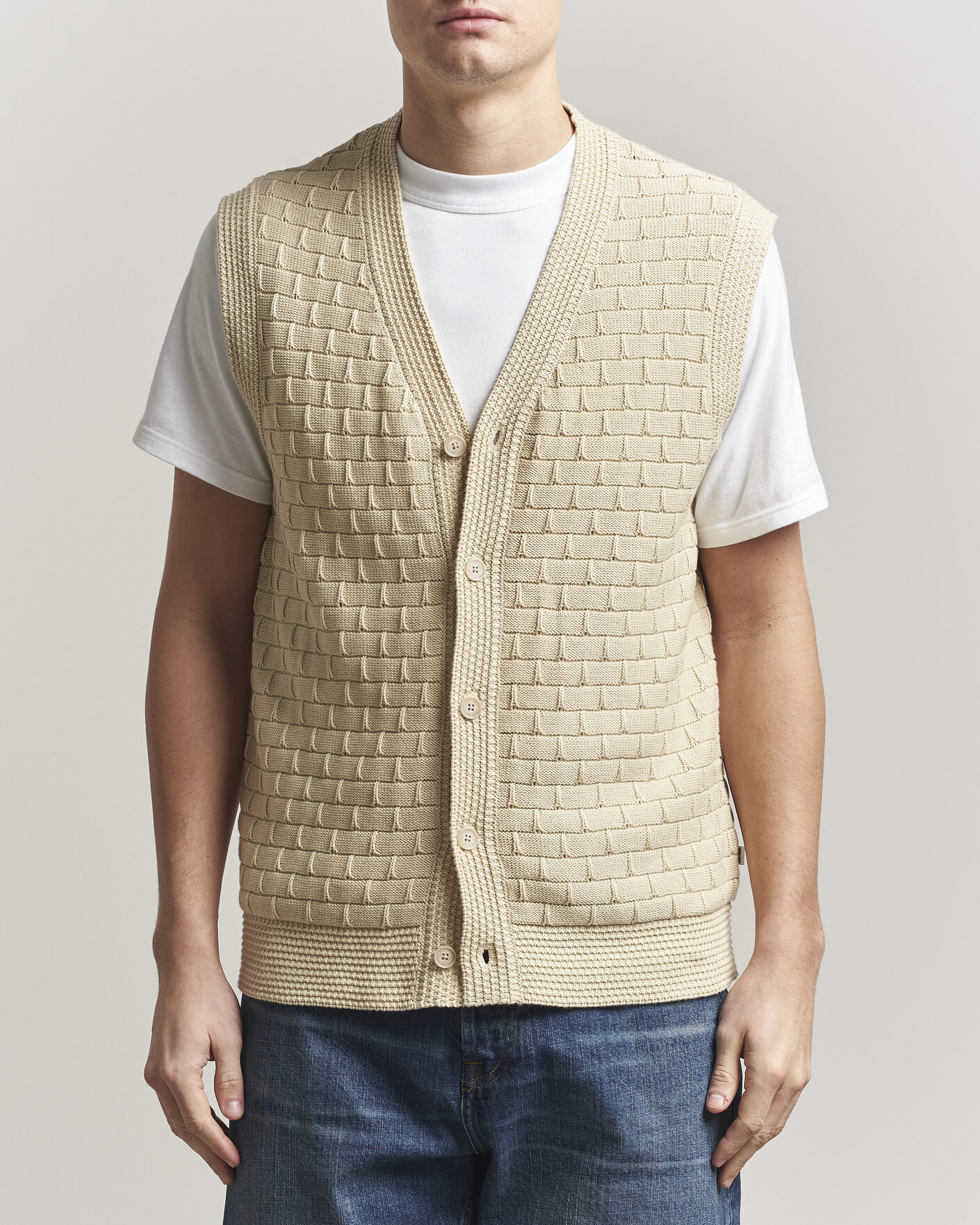 Herren | Pullover | NN07 | Reece Knitted Vest Ecru