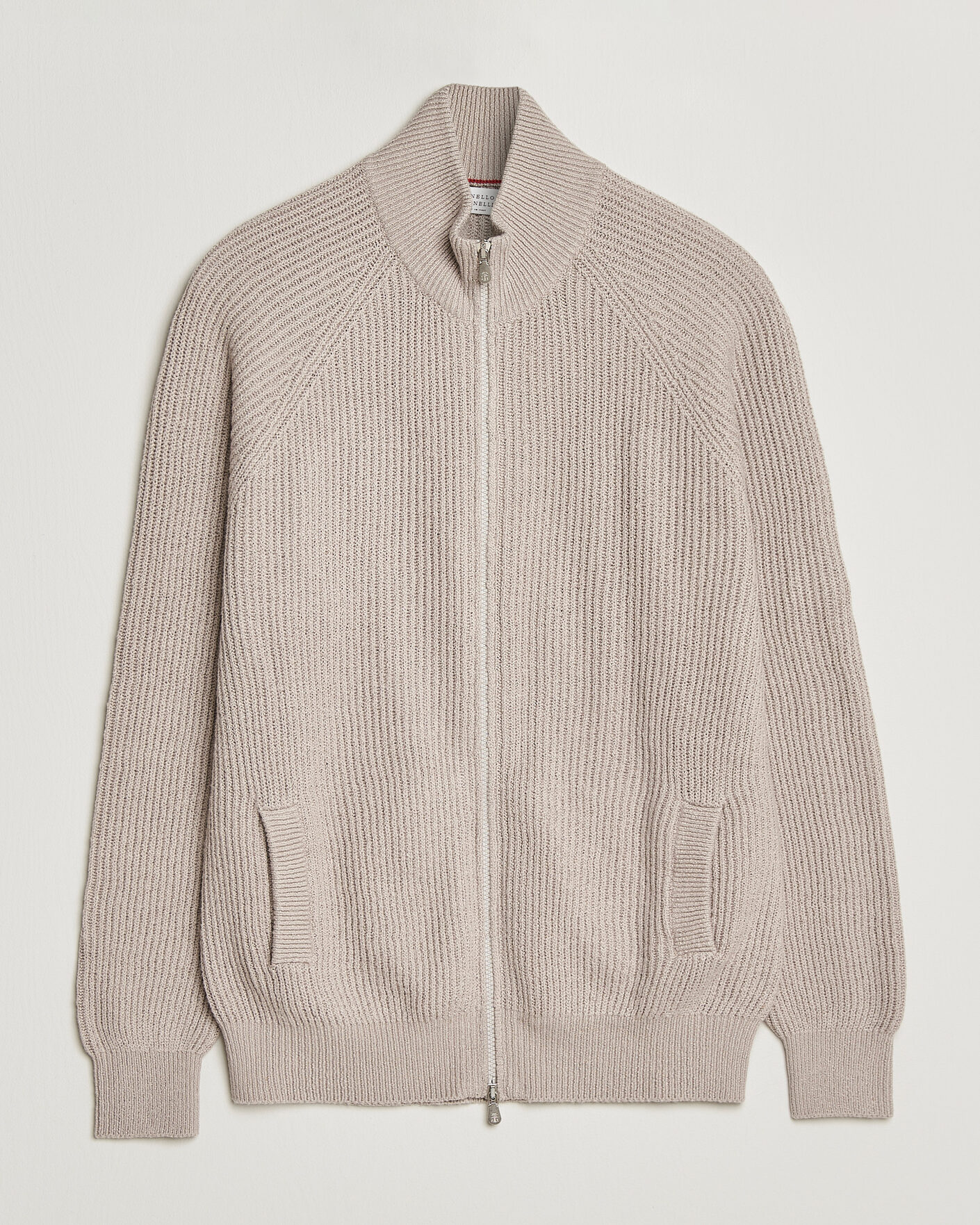 Herren | Pullover | Brunello Cucinelli | Heavy Cotton Rib Zip Cardigan Beige