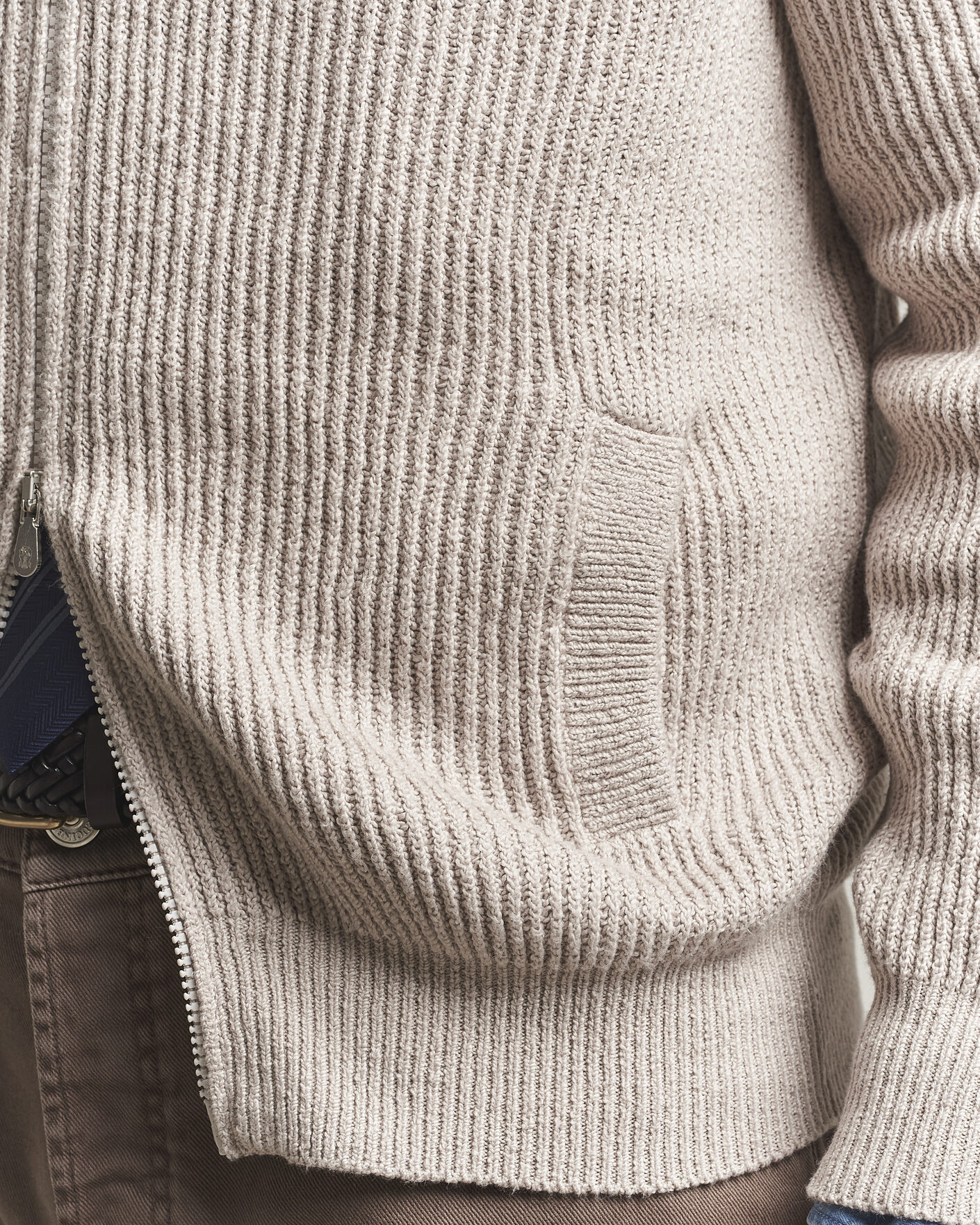Herren | Pullover | Brunello Cucinelli | Heavy Cotton Rib Zip Cardigan Beige