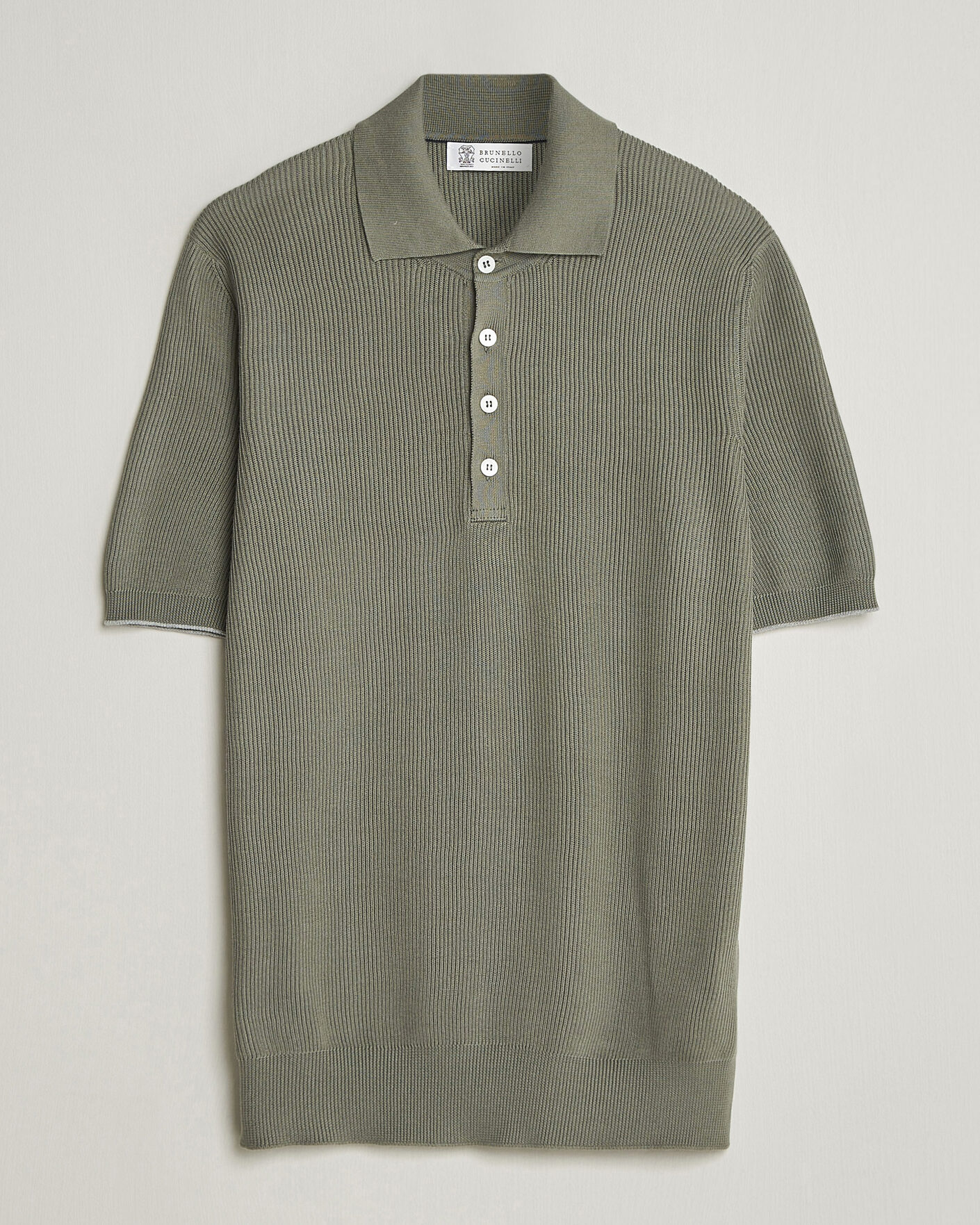 Herren | Poloshirts | Brunello Cucinelli | Cotton Rib Knitted Polo Olive