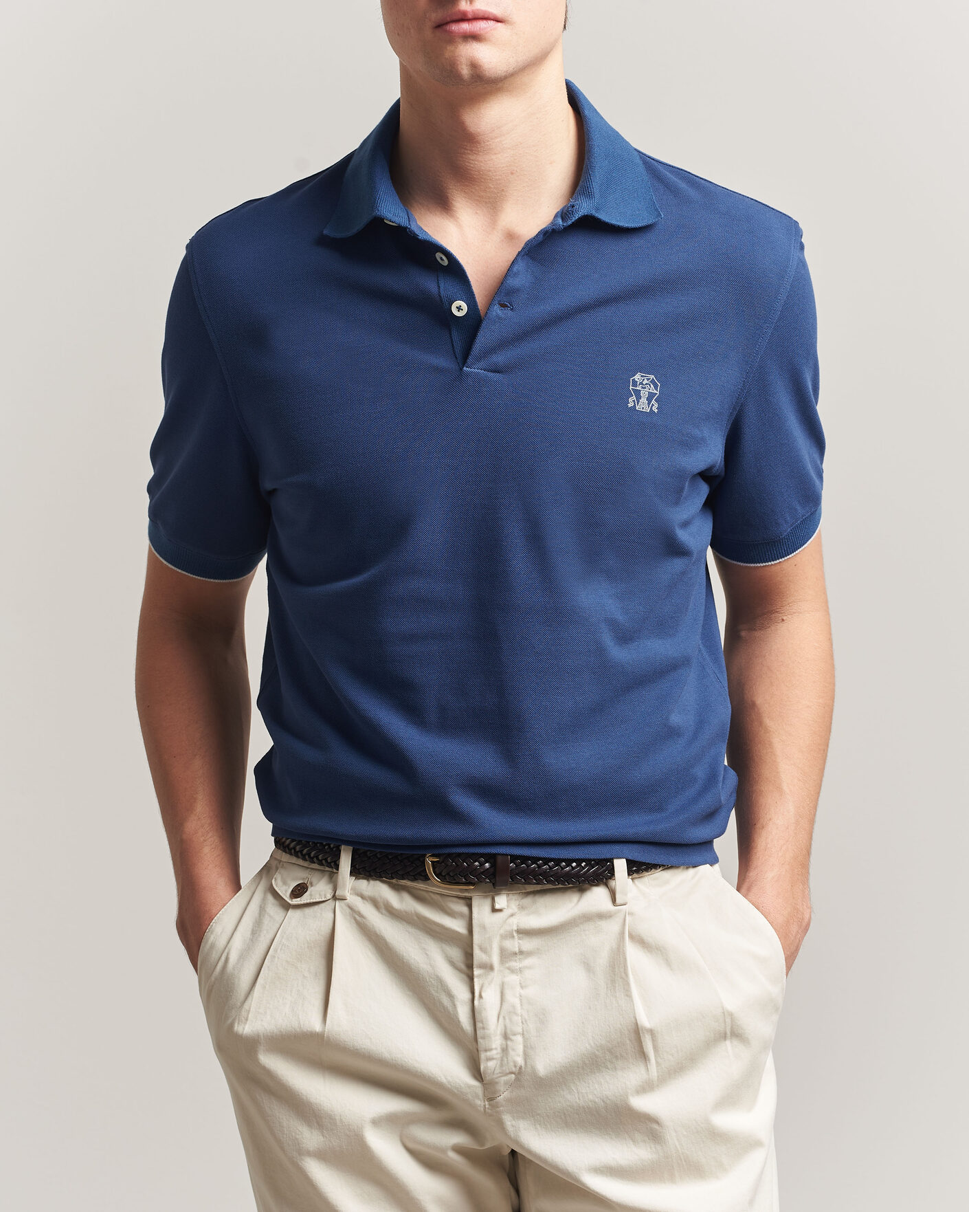 Herren | Poloshirts | Brunello Cucinelli | Short Sleeve Logo Polo Blue