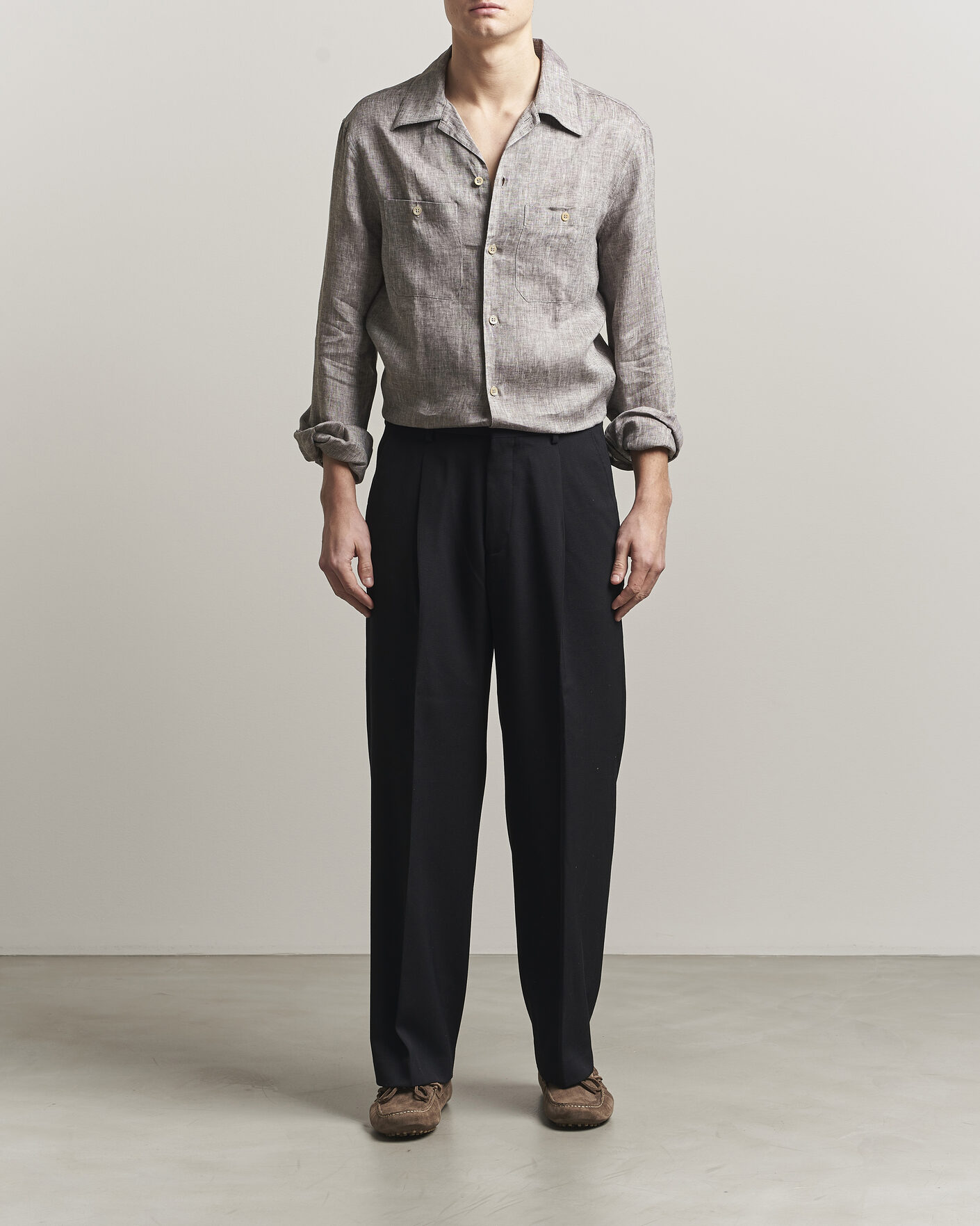 Herren | Hemden | Brunello Cucinelli | Linen Double Pocket Camp Shirt Brown