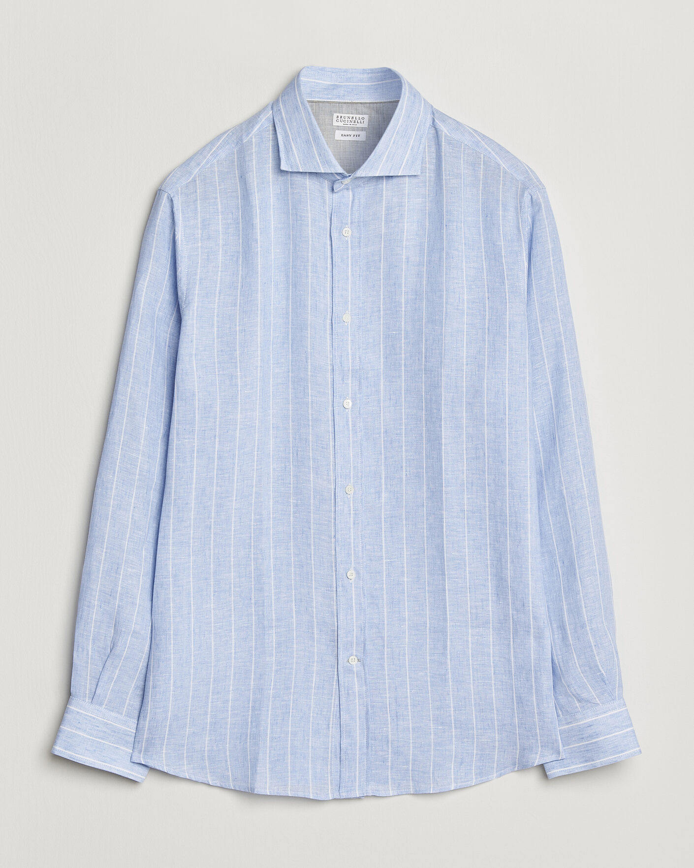 Herren | Hemden | Brunello Cucinelli | Easy Fit Linen Shirt Light Blue Stripe