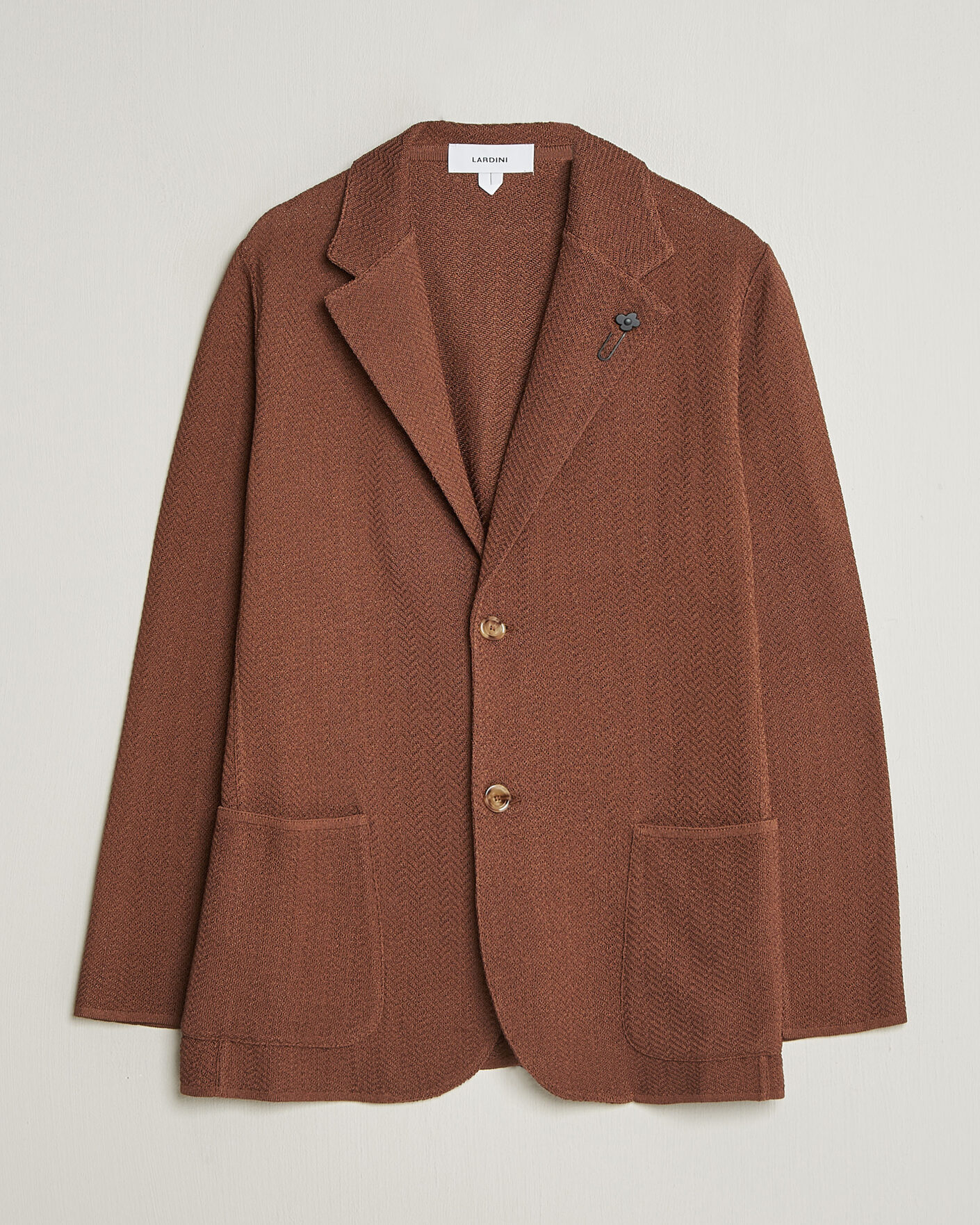 Herren | Sakkos | Lardini | Structured Cotton/Viscose Knit Jacket Brown