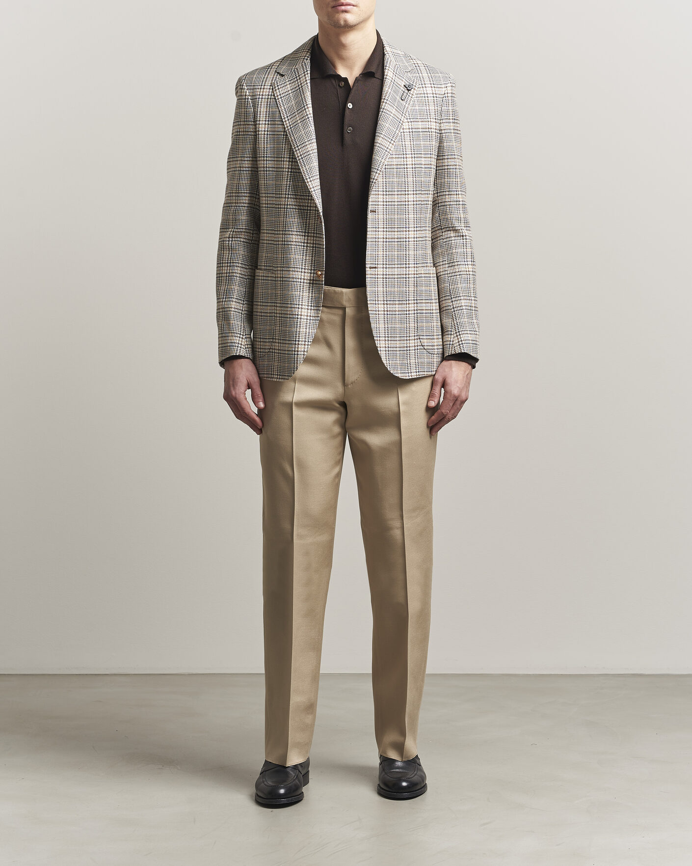 Herren | Hosen | Lardini | Palu Straight Fit Viscose/Silk Trousers Beige