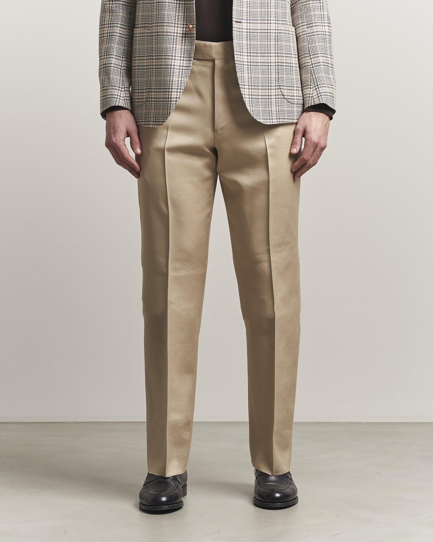 Herren | Hosen | Lardini | Palu Straight Fit Viscose/Silk Trousers Beige