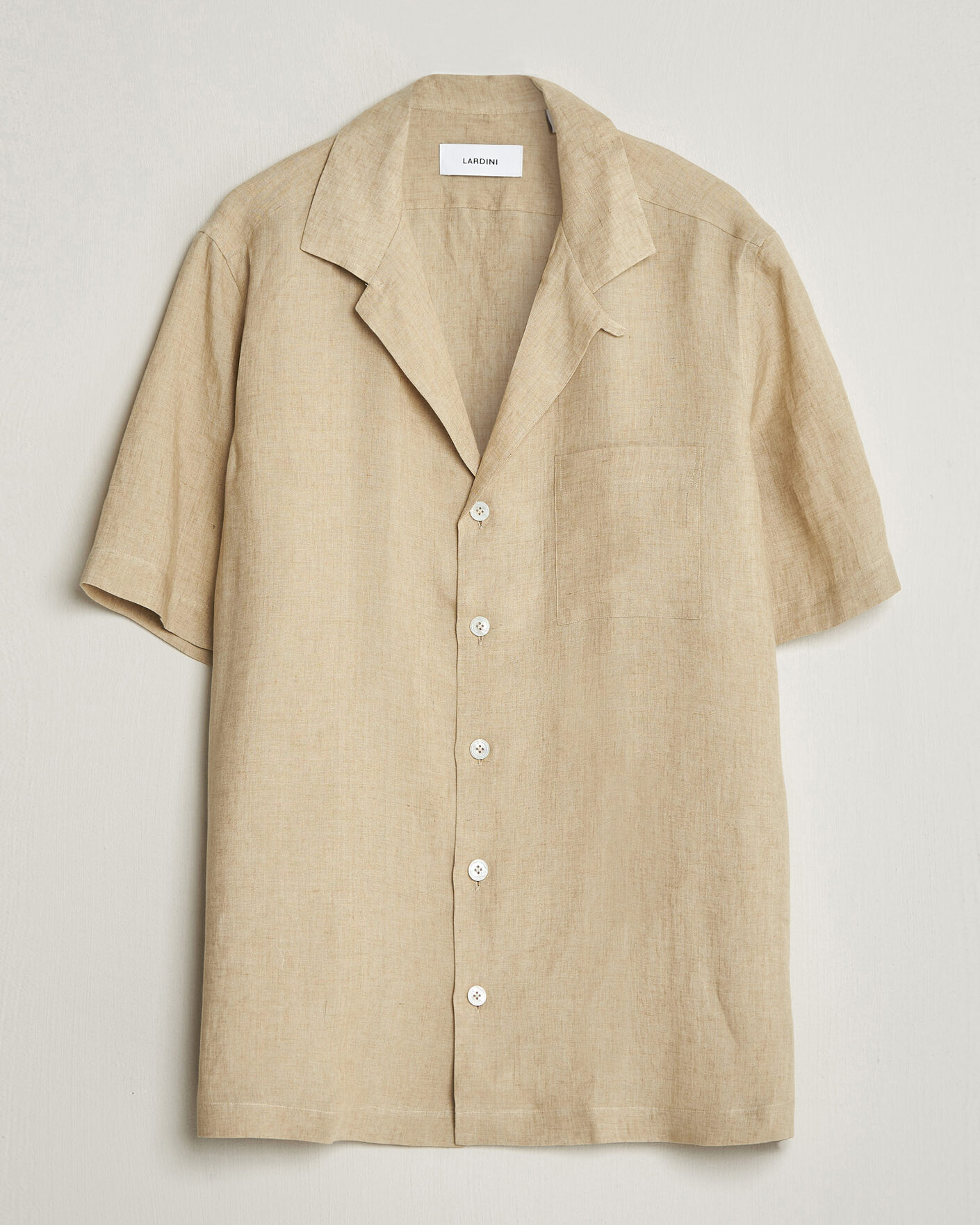 Herren | Hemden | Lardini | Klop Short Sleeve Linen Resort Shirt Beige