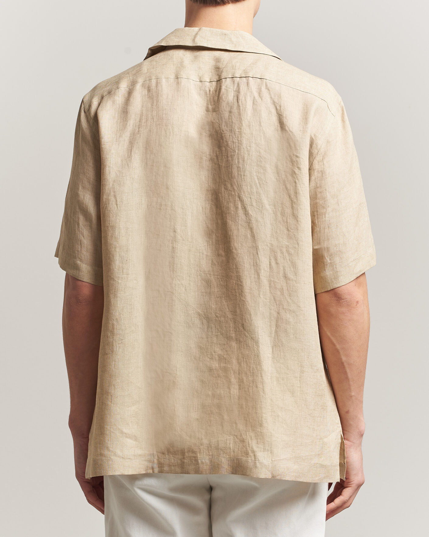 Herren | Hemden | Lardini | Klop Short Sleeve Linen Resort Shirt Beige