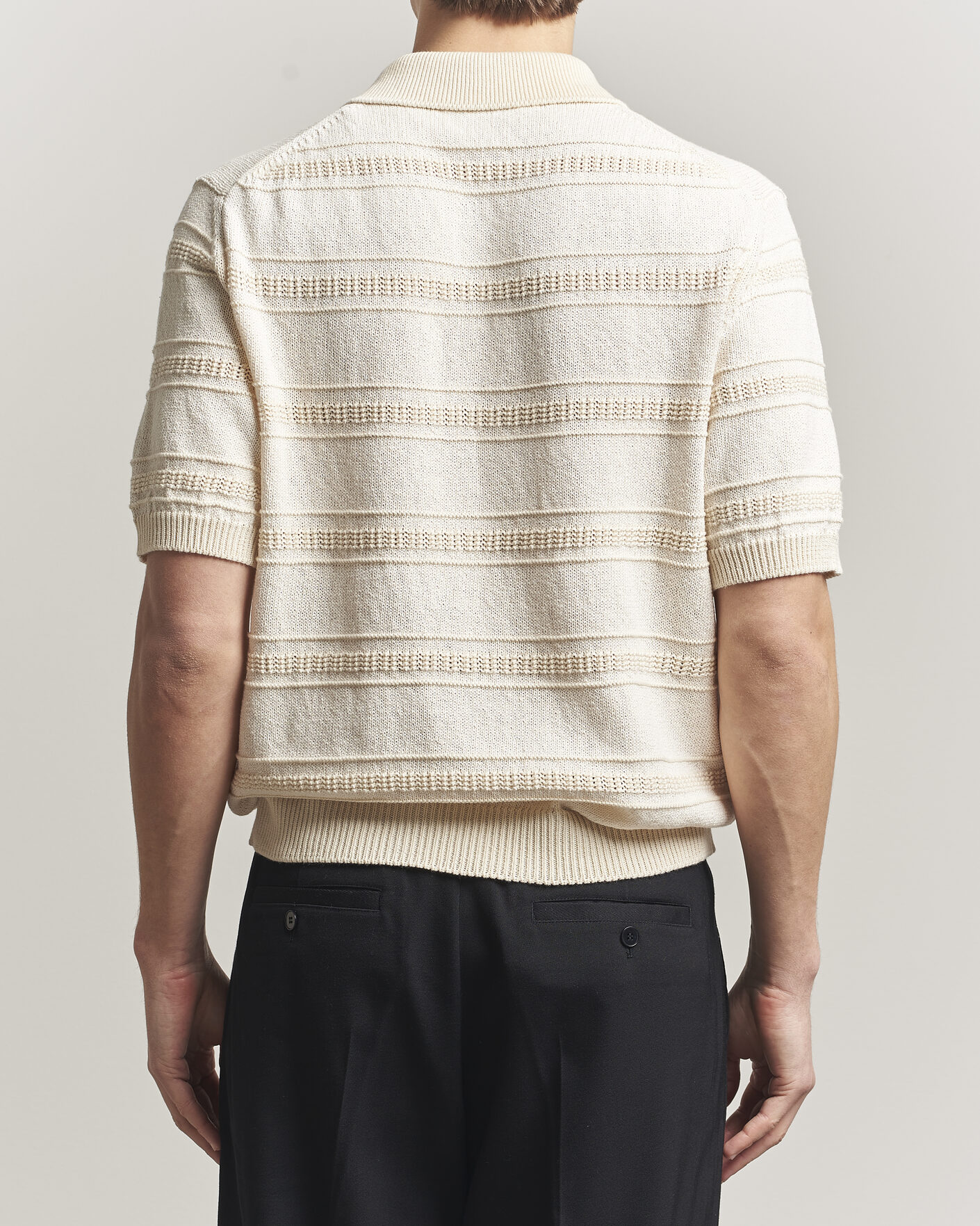 Herren | Poloshirts | Lardini | Strcture Knitted Organic/Recycled Cotton Polo White