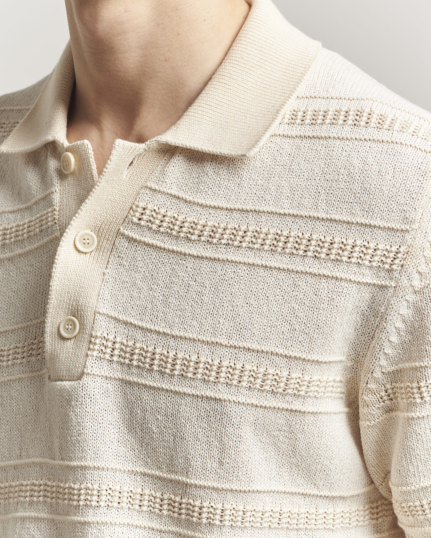 Herren | Poloshirts | Lardini | Strcture Knitted Organic/Recycled Cotton Polo White