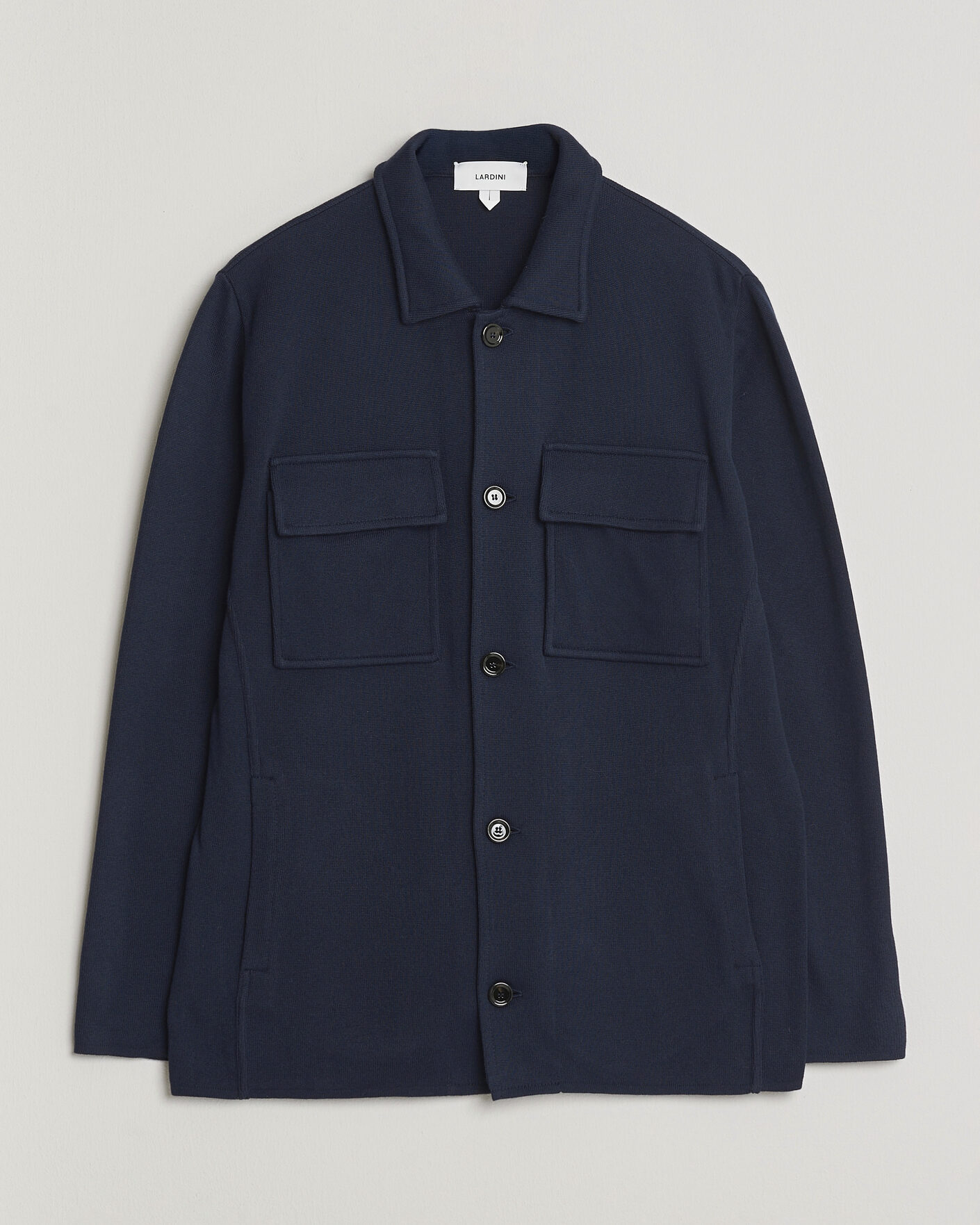 Herren | Jacken | Lardini | Knitted Cotton Pocket Shirt Jacket Navy