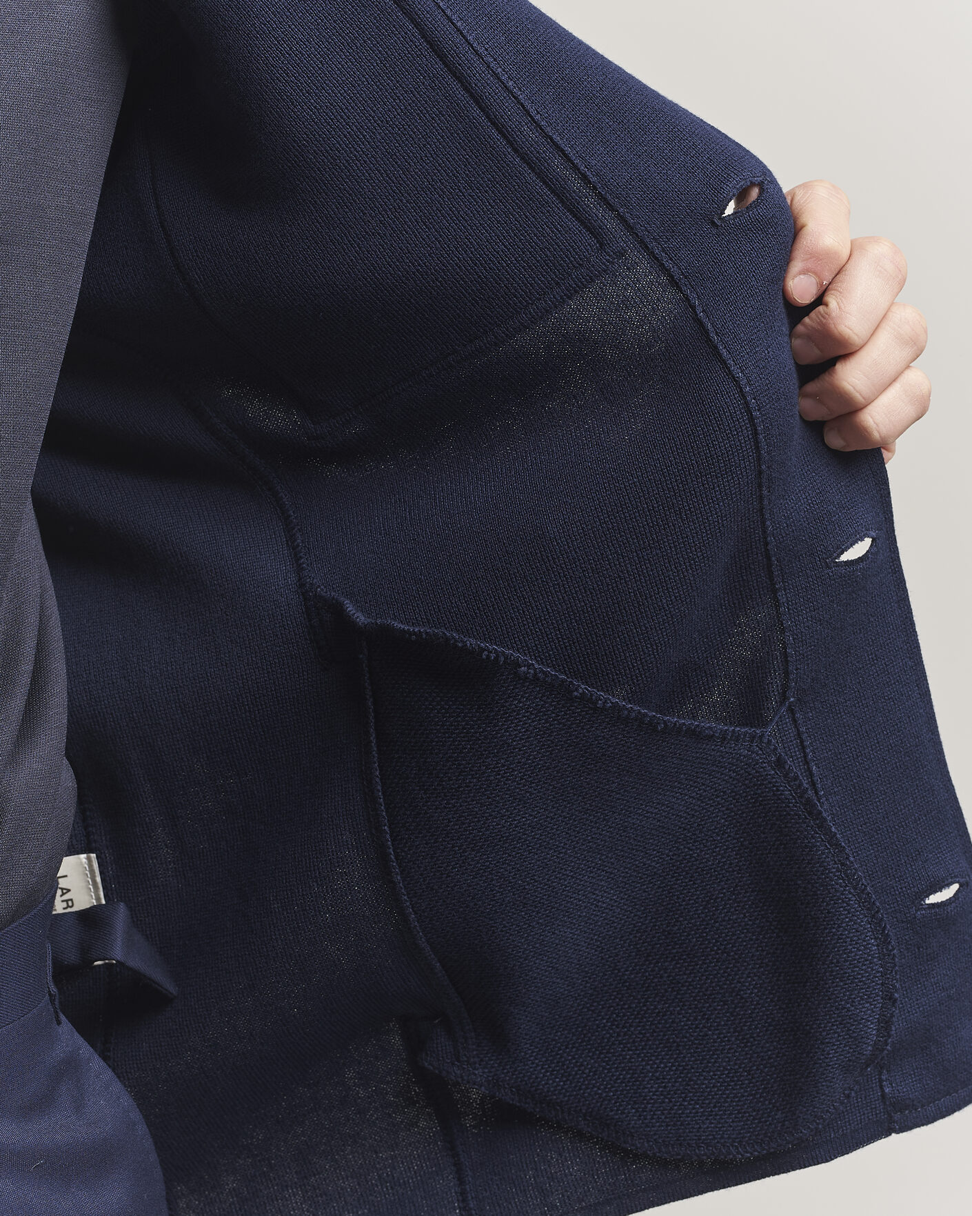 Herren | Jacken | Lardini | Knitted Cotton Pocket Shirt Jacket Navy