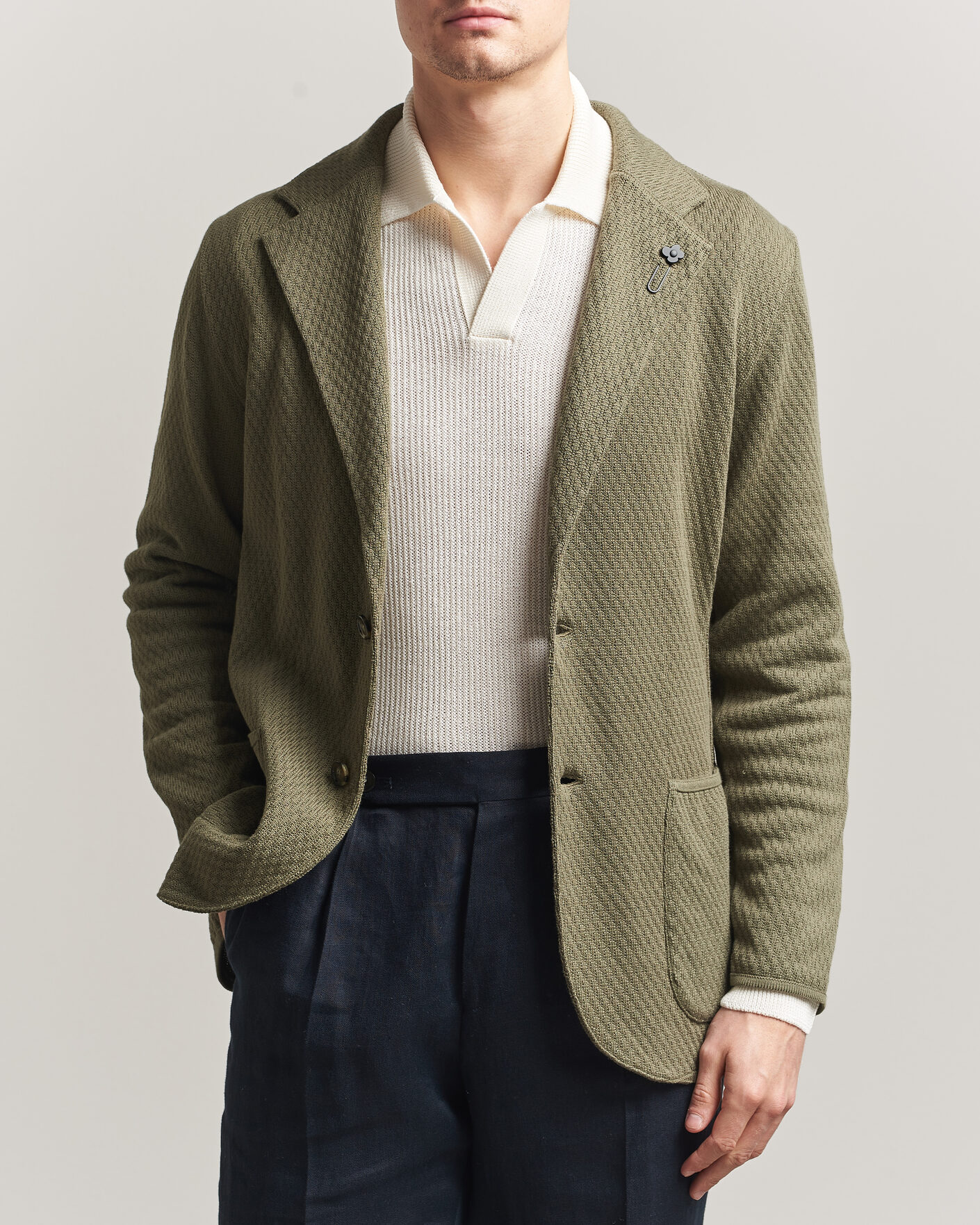 Herren | Sakkos | Lardini | Knitted Structure Cotton Blazer Green