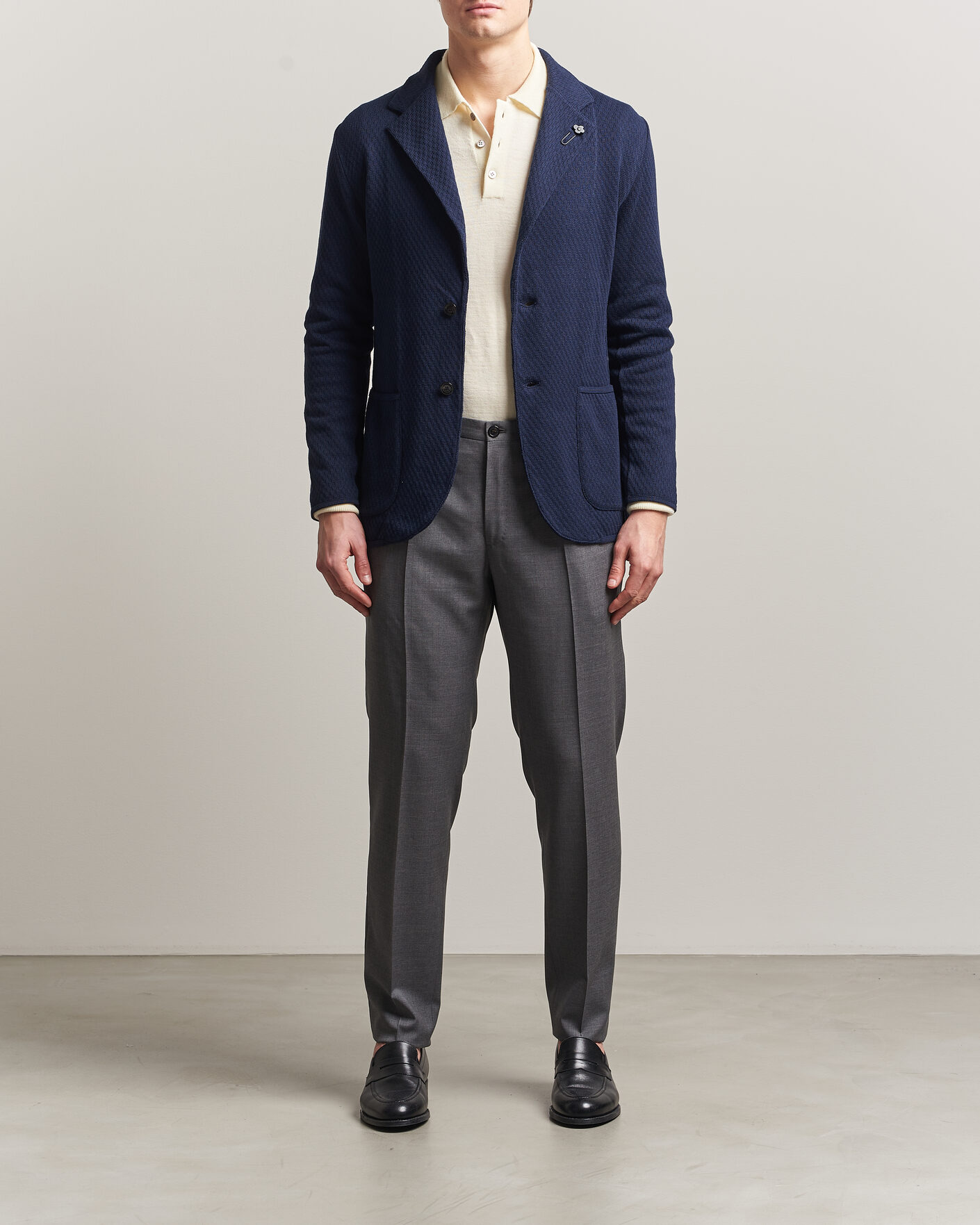 Herren | Sakkos | Lardini | Knitted Structure Cotton Blazer Navy