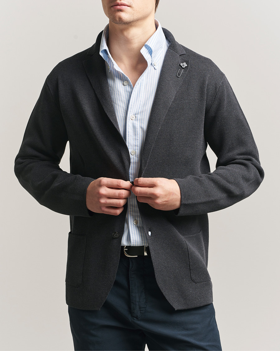 Herren | Sakkos | Lardini | Knitted Cotton Blazer Grey