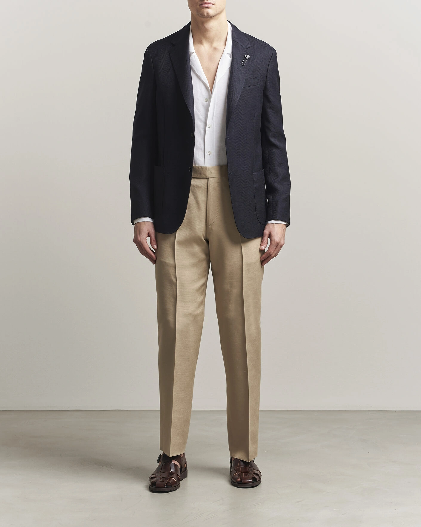 Herren | Sakkos | Lardini | Herringbone Light Wool Blazer Navy