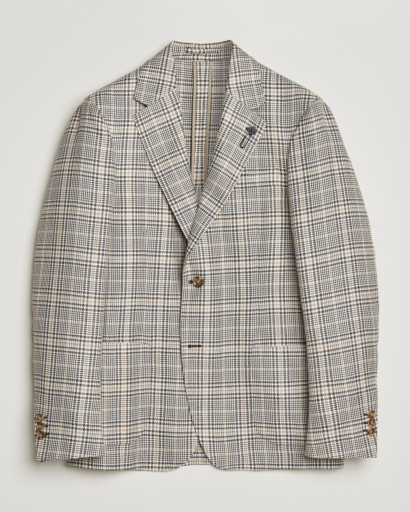 Herren | Sakkos | Lardini | Multi Check Cotton/Linen Blazer Beige