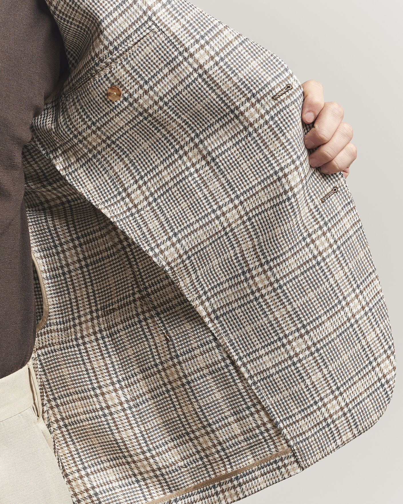 Herren | Sakkos | Lardini | Multi Check Cotton/Linen Blazer Beige