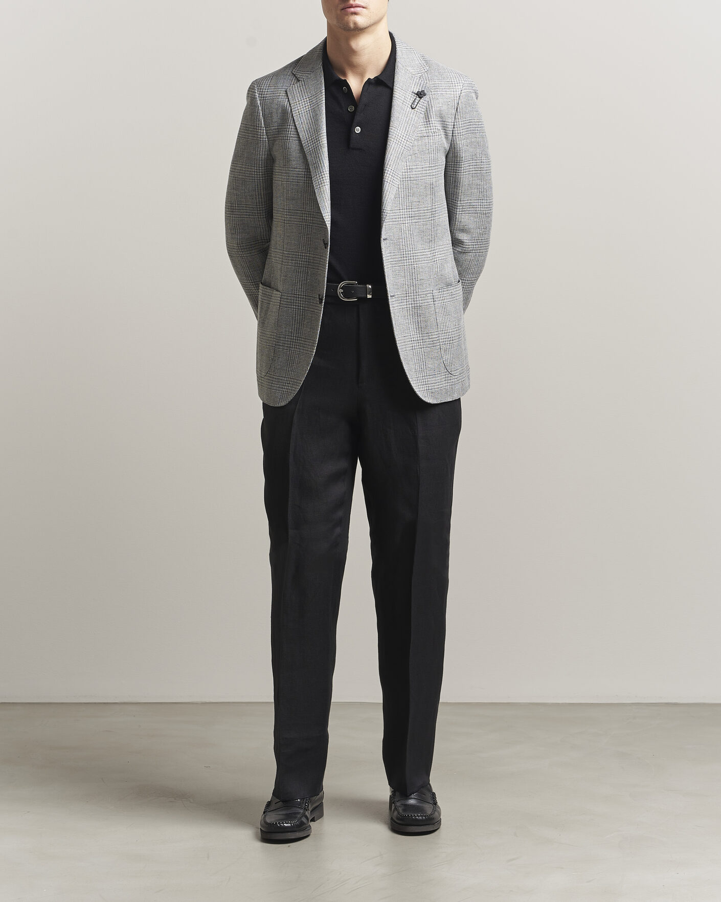 Herren | Sakkos | Lardini | Checked Linen/Wool Blazer Grey