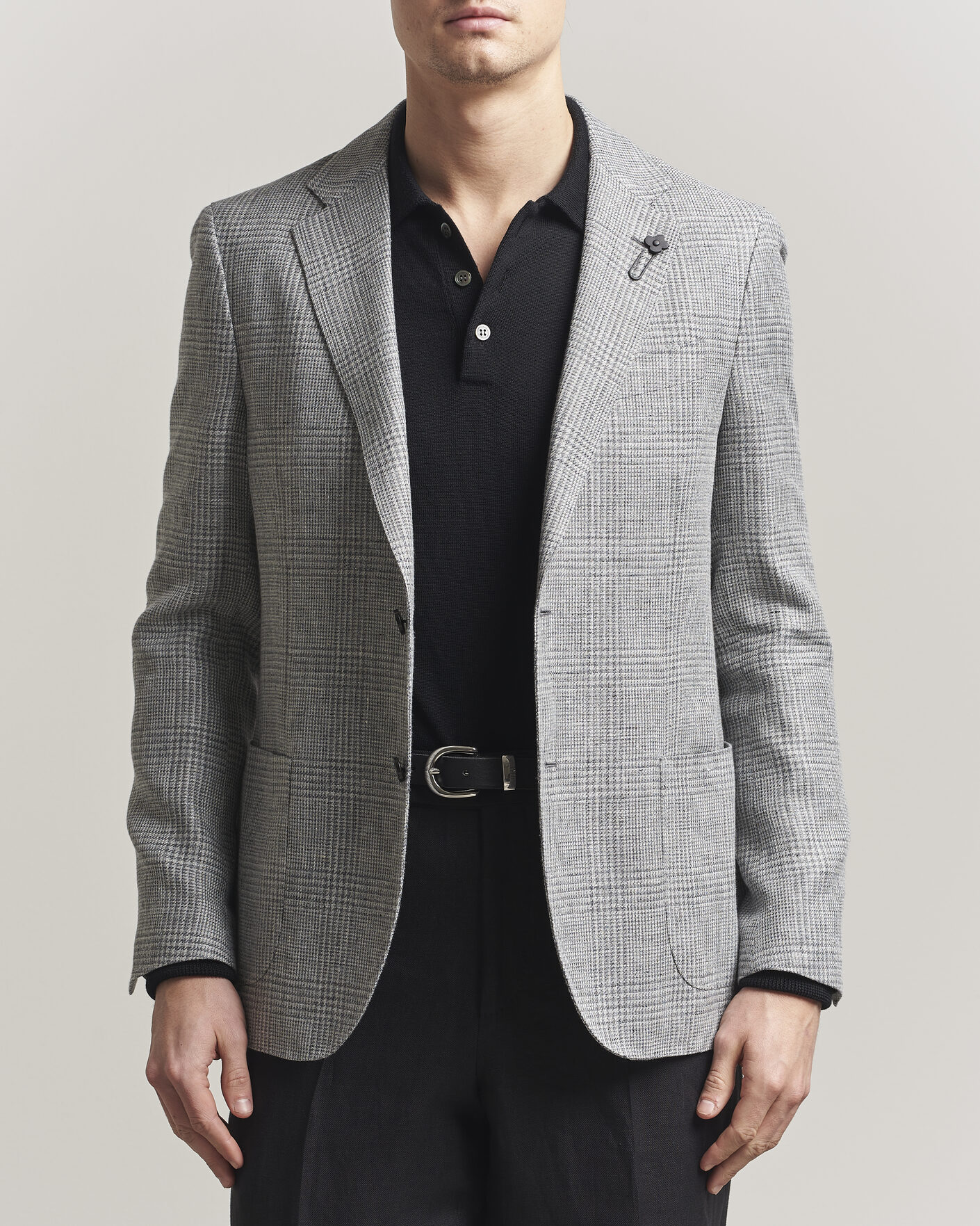 Herren | Sakkos | Lardini | Checked Linen/Wool Blazer Grey
