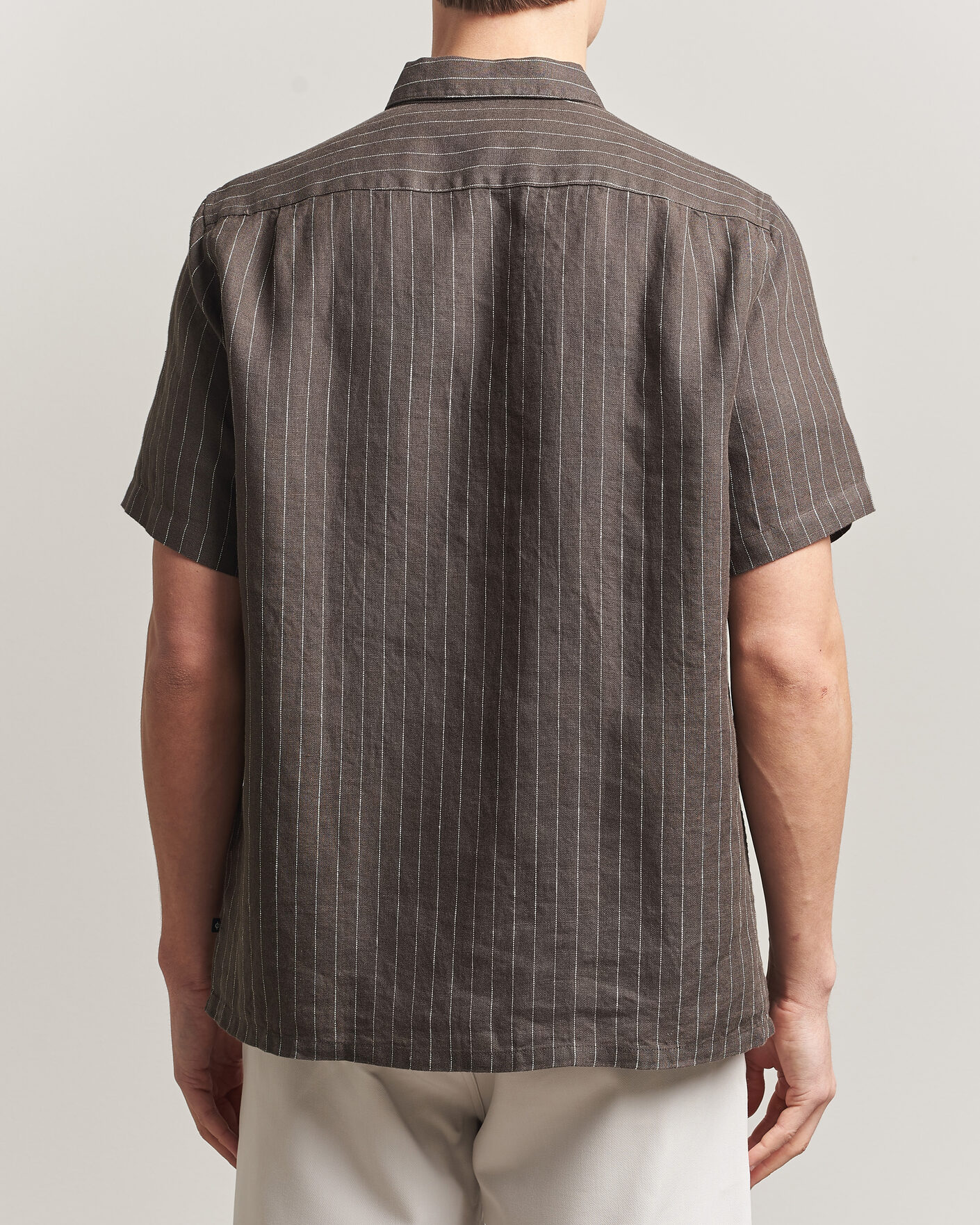 Herren | Hemden | Samsøe Samsøe | Avan Linen Striped Short Sleeve Shirt Black Olive