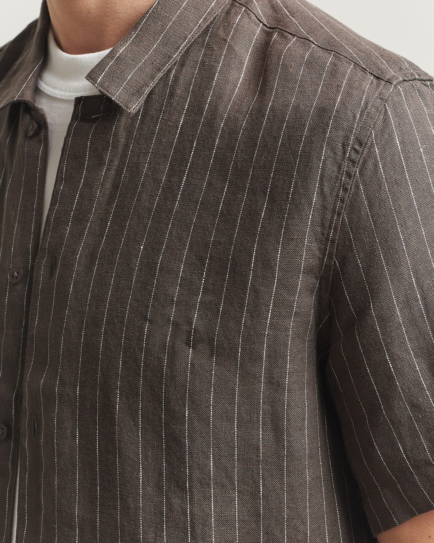 Herren | Hemden | Samsøe Samsøe | Avan Linen Striped Short Sleeve Shirt Black Olive