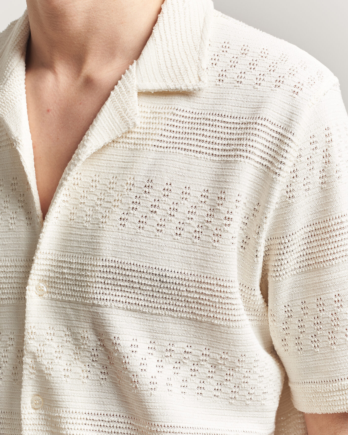 Herren | Hemden | Samsøe Samsøe | Martin Knitted Short Sleeve Shirt Clear Cream
