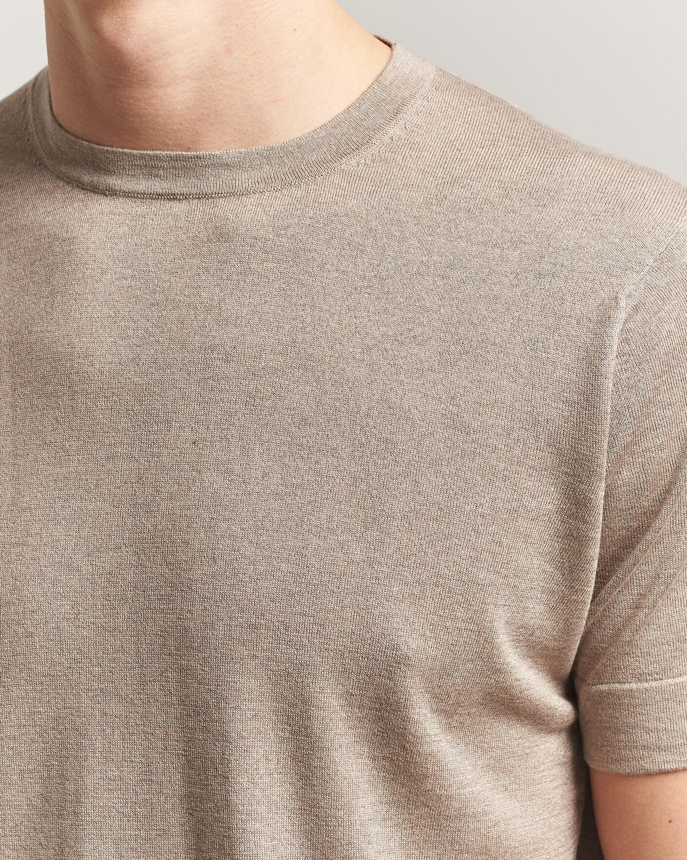 Herren | T-Shirts | Stenströms | Silk/Cashmere T-Shirt Taupe