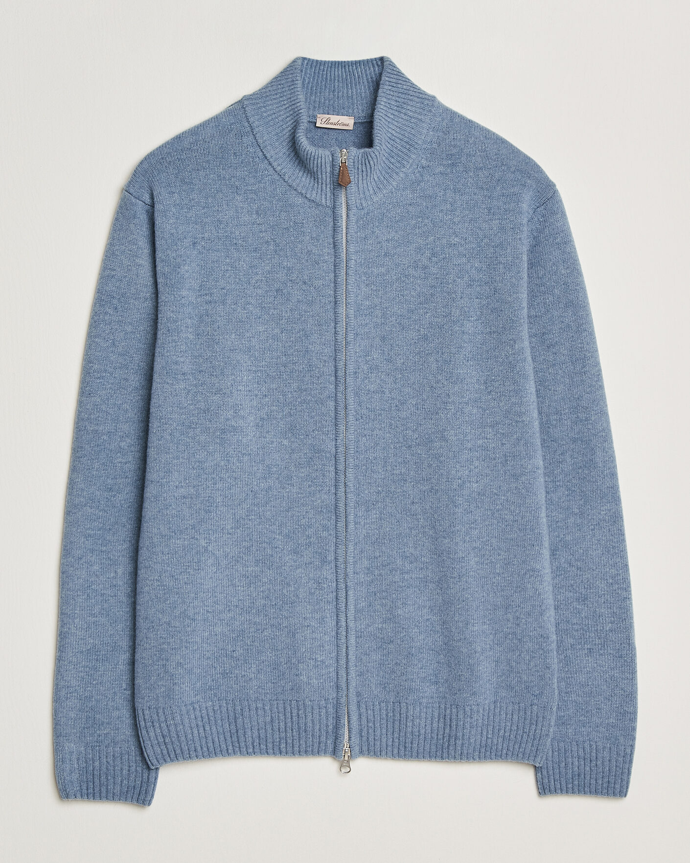 Herren | Pullover | Stenströms | Brushed Merino Full Zip Light Blue