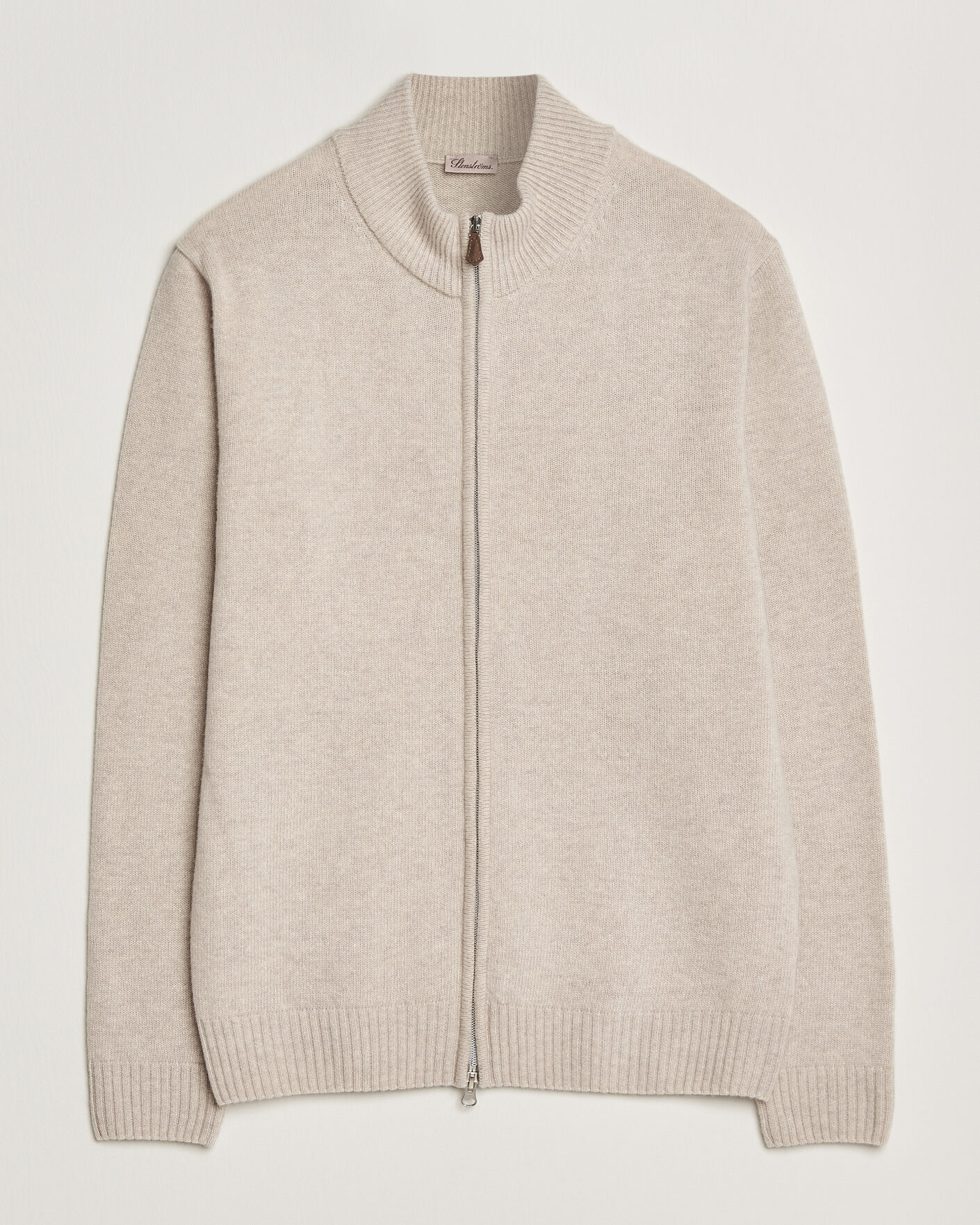 Herren | Pullover | Stenströms | Brushed Merino Full Zip Beige