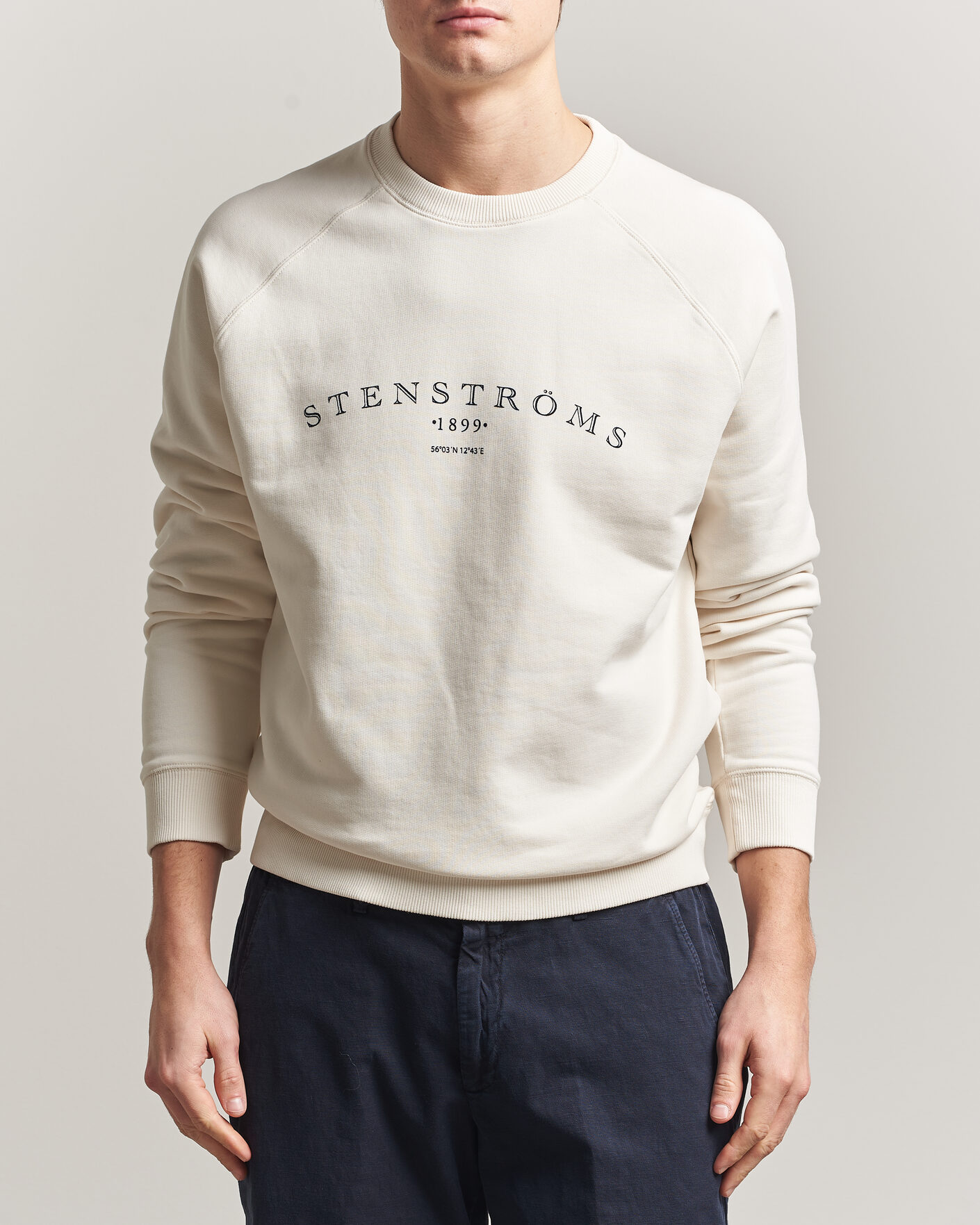 Herren | Pullover | Stenströms | Raglan Crew Logo Sweater White