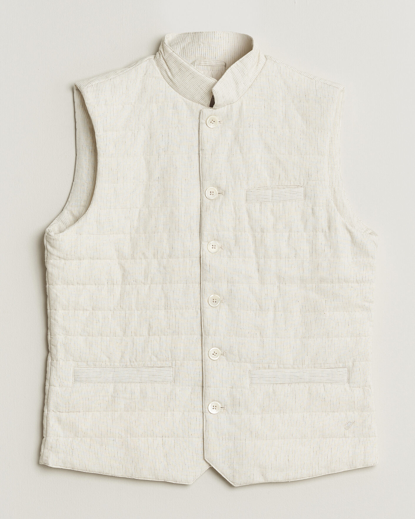 Herren | Westen | Stenströms | Mid Layer Pin Stripe Linen Vest Off White