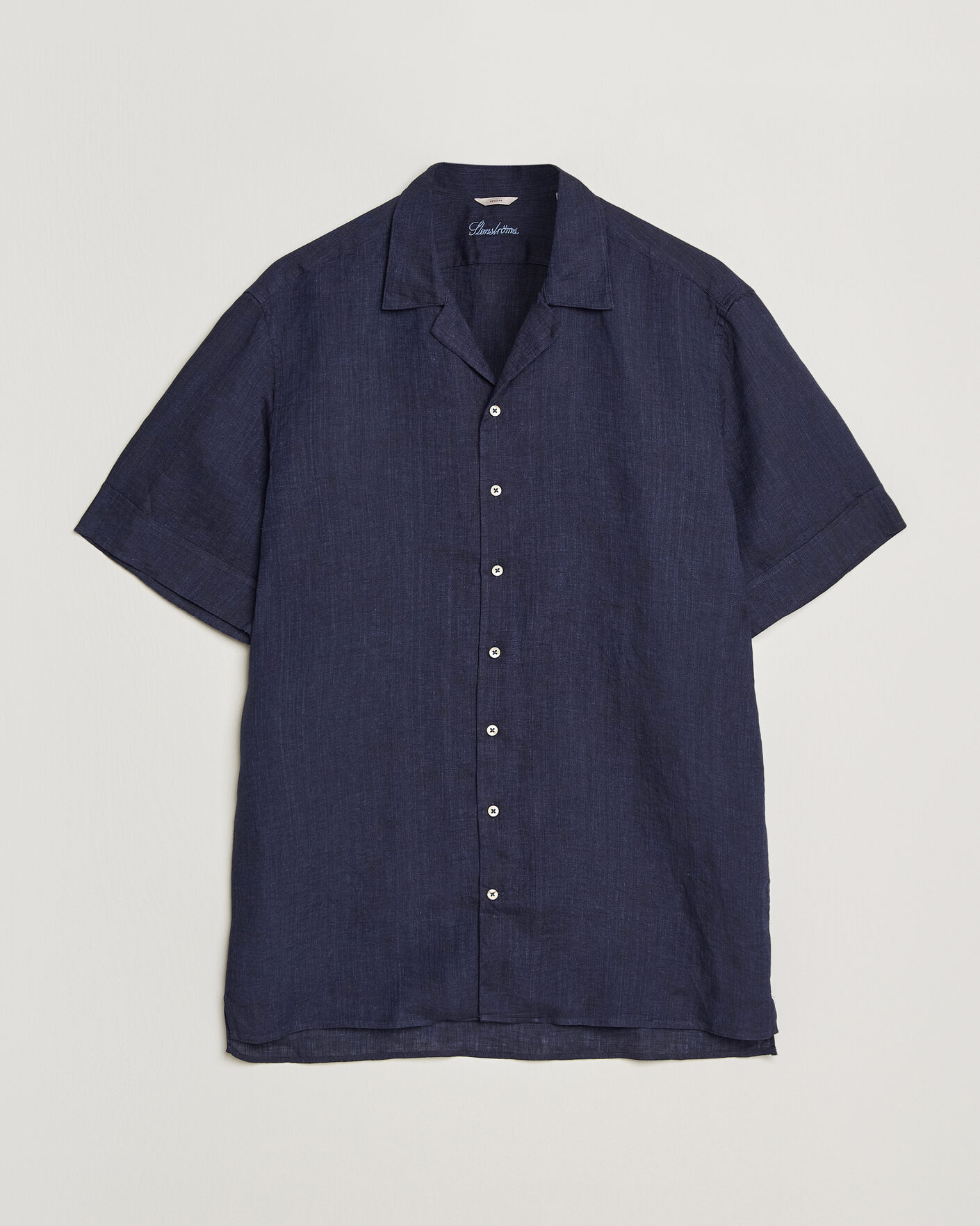 Herren | Hemden | Stenströms | Short Sleeve Linen Shirt Navy