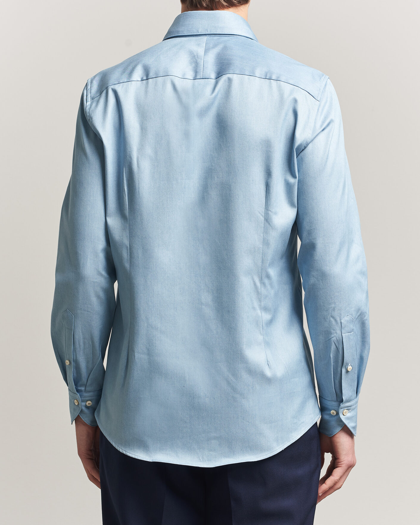 Herren | Hemden | Stenströms | 1899 Slim One Piece Washed Denim Shirt Blue