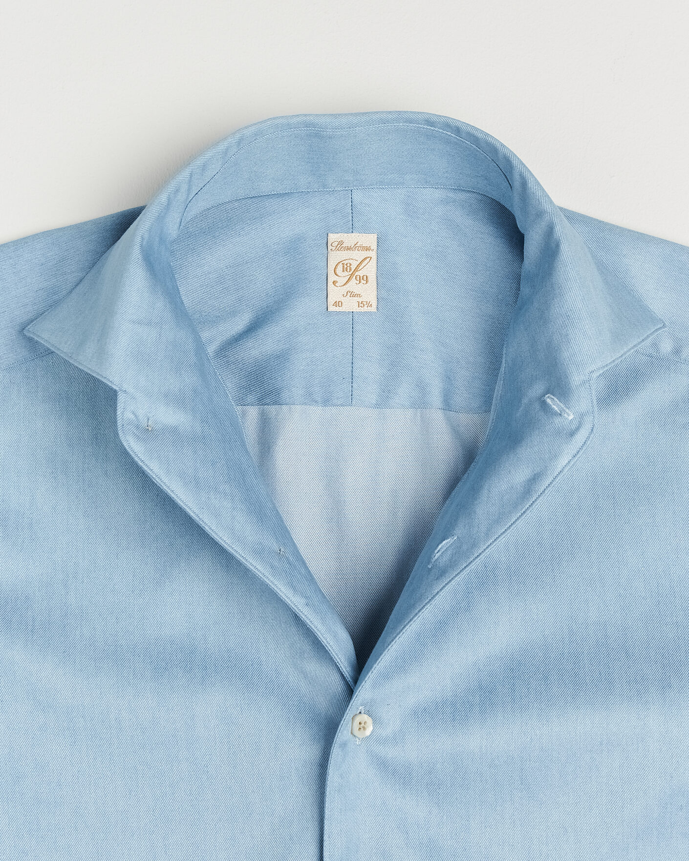 Herren | Hemden | Stenströms | 1899 Slim One Piece Washed Denim Shirt Blue