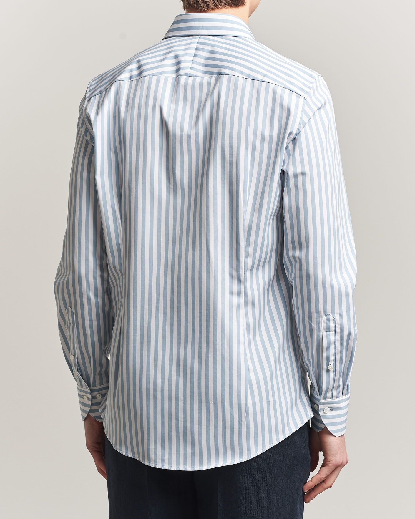 Herren | Hemden | Stenströms | 1899 Cotton Twill Striped Shirt Blue