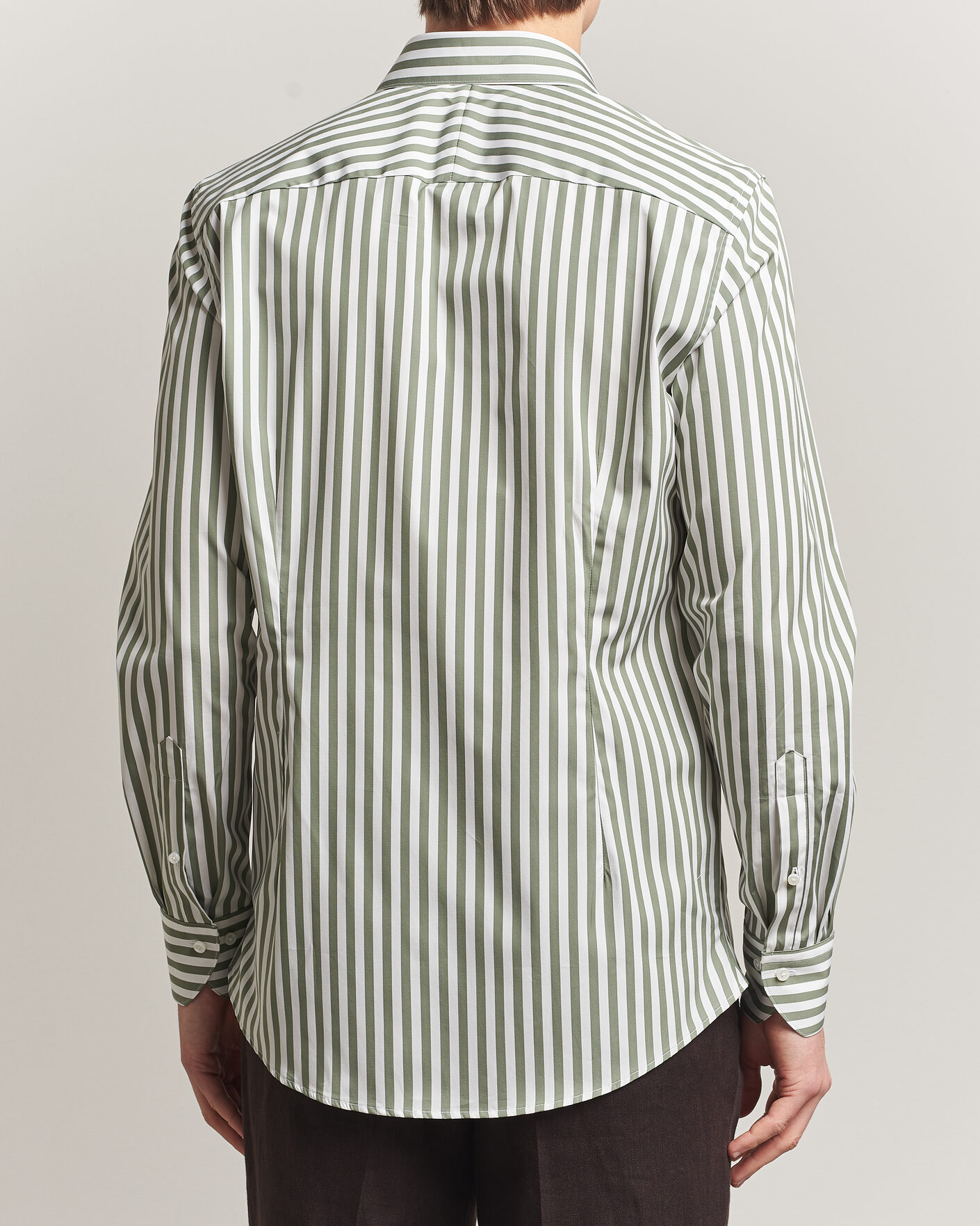 Herren | Hemden | Stenströms | 1899 Cotton Twill Striped Shirt Green