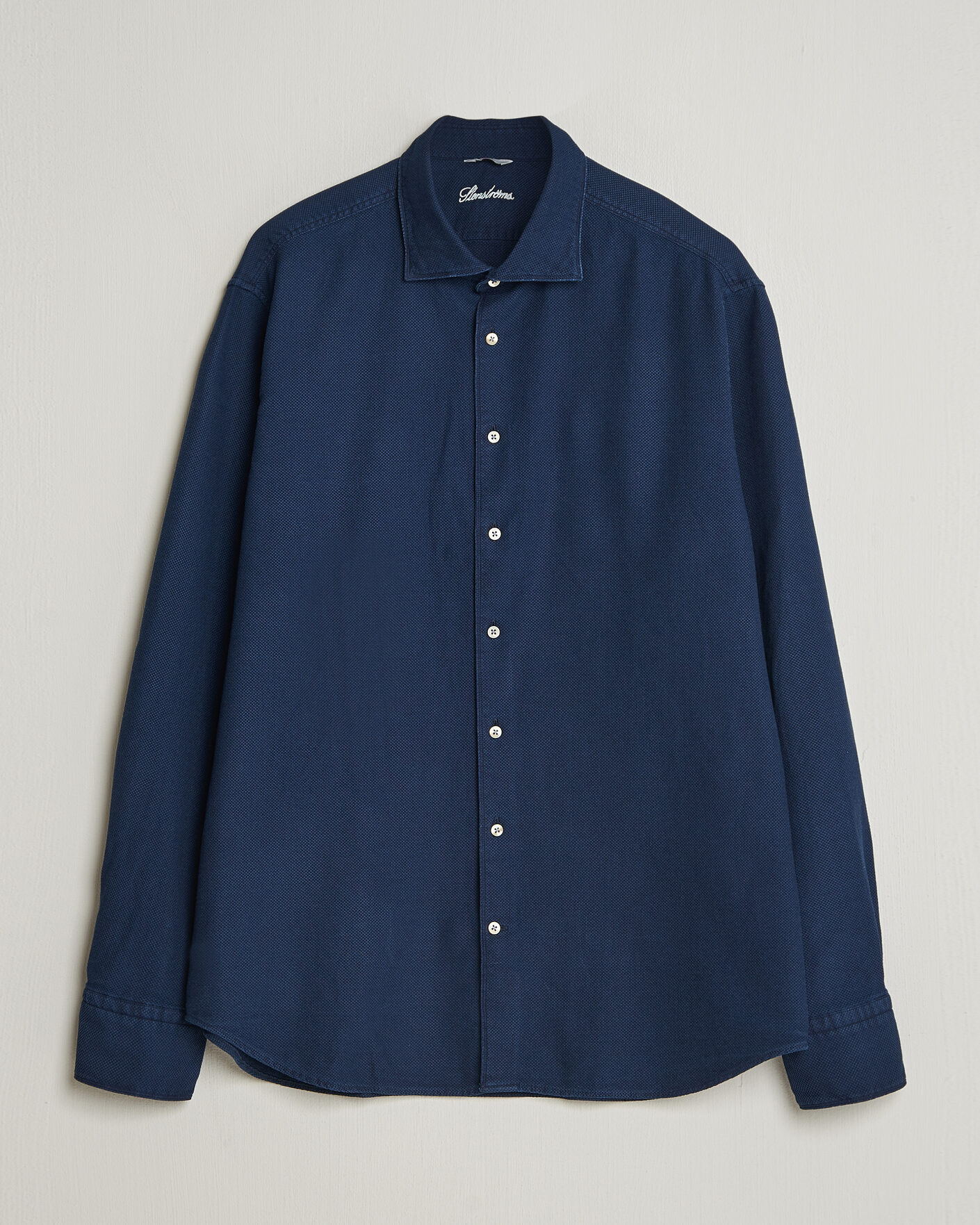 Herren | Hemden | Stenströms | Regular Fit Structured Denim Shirt Navy