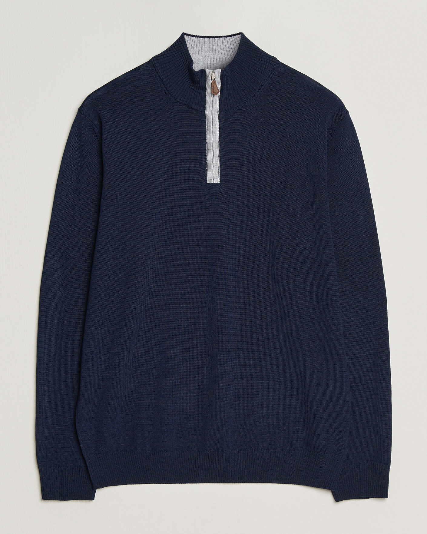 Herren | Pullover | Stenströms | Merino Contrast Half-Zip Navy