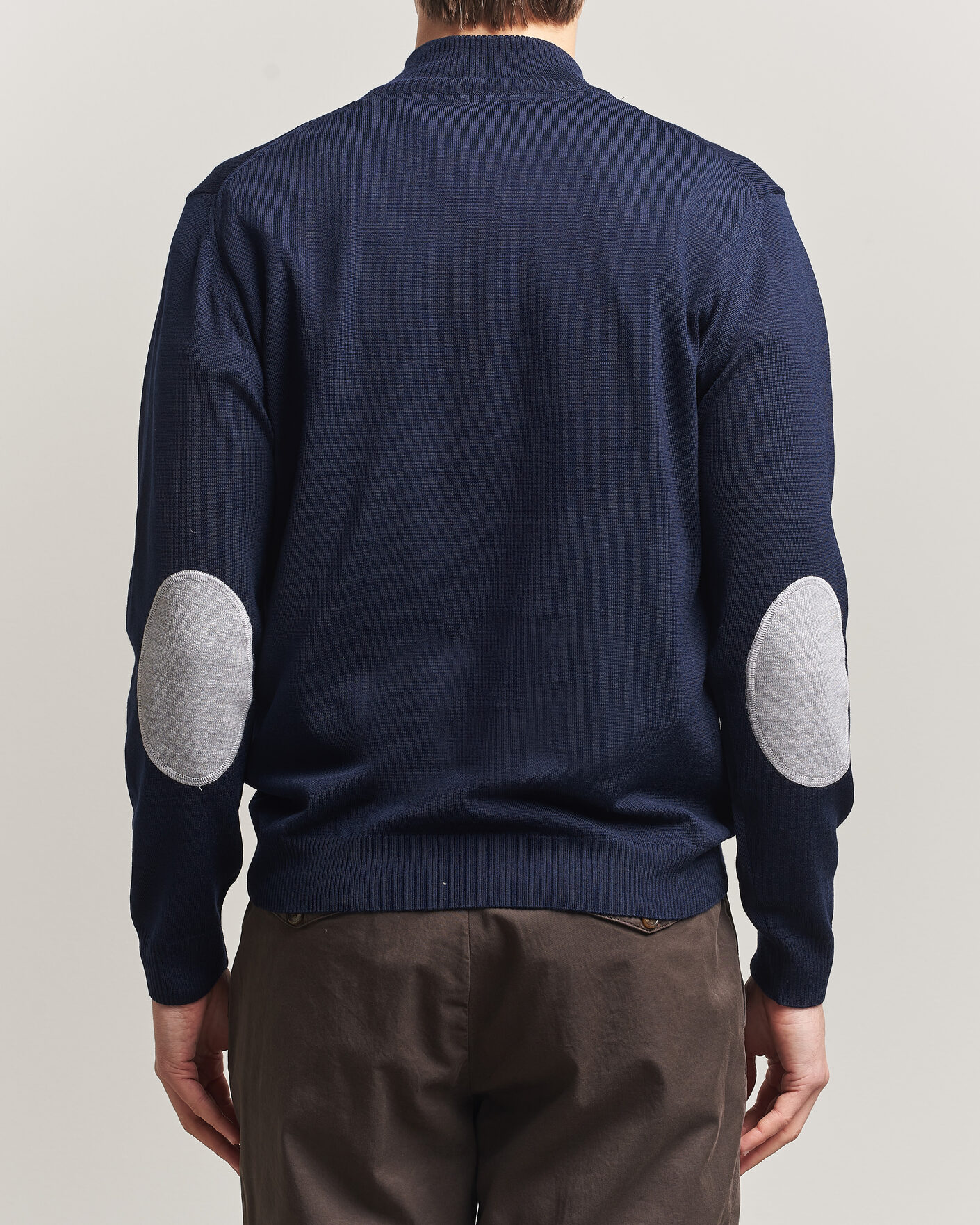 Herren | Pullover | Stenströms | Merino Contrast Half-Zip Navy
