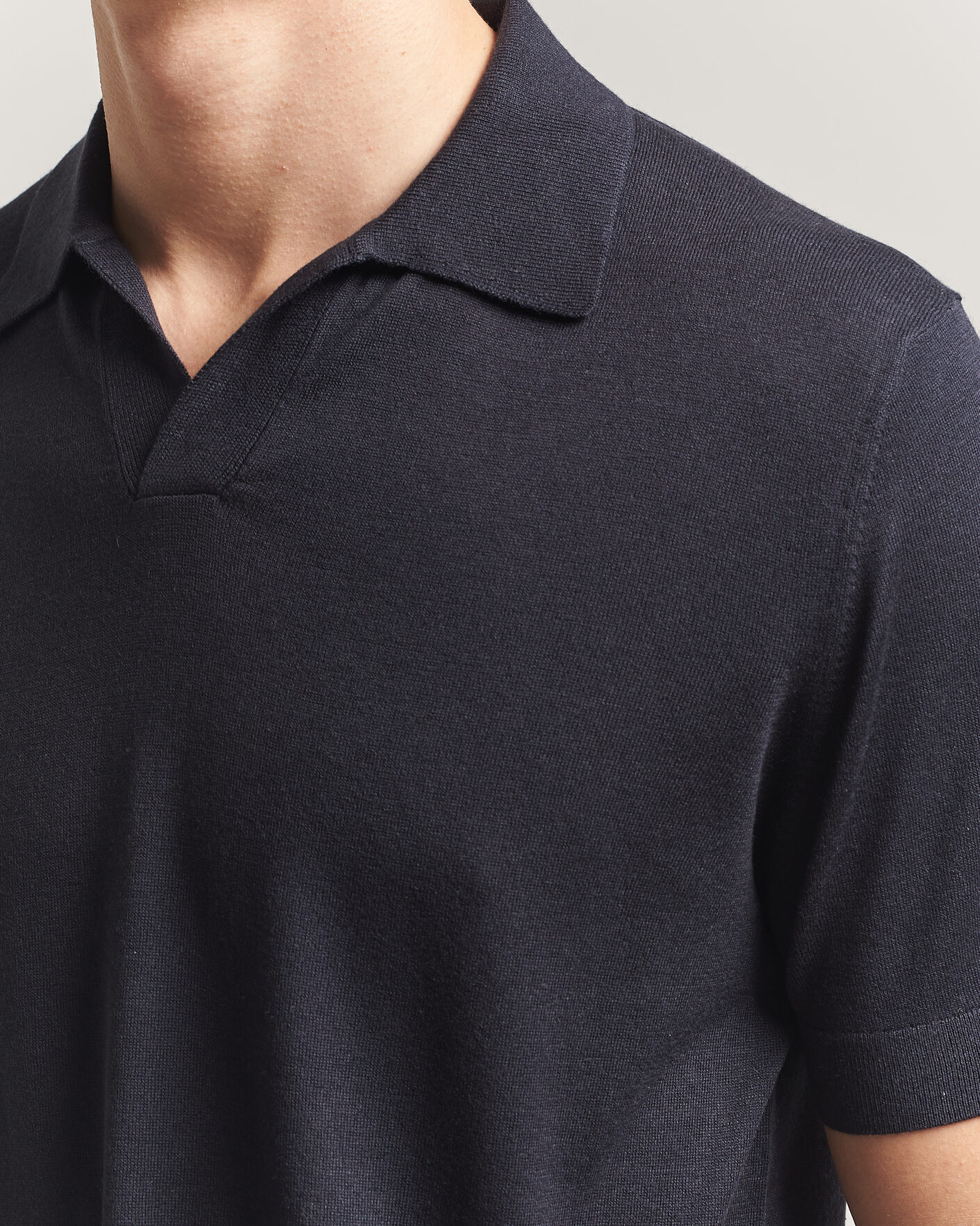 Herren | Poloshirts | Stenströms | Silk/Cashmere Polo Navy