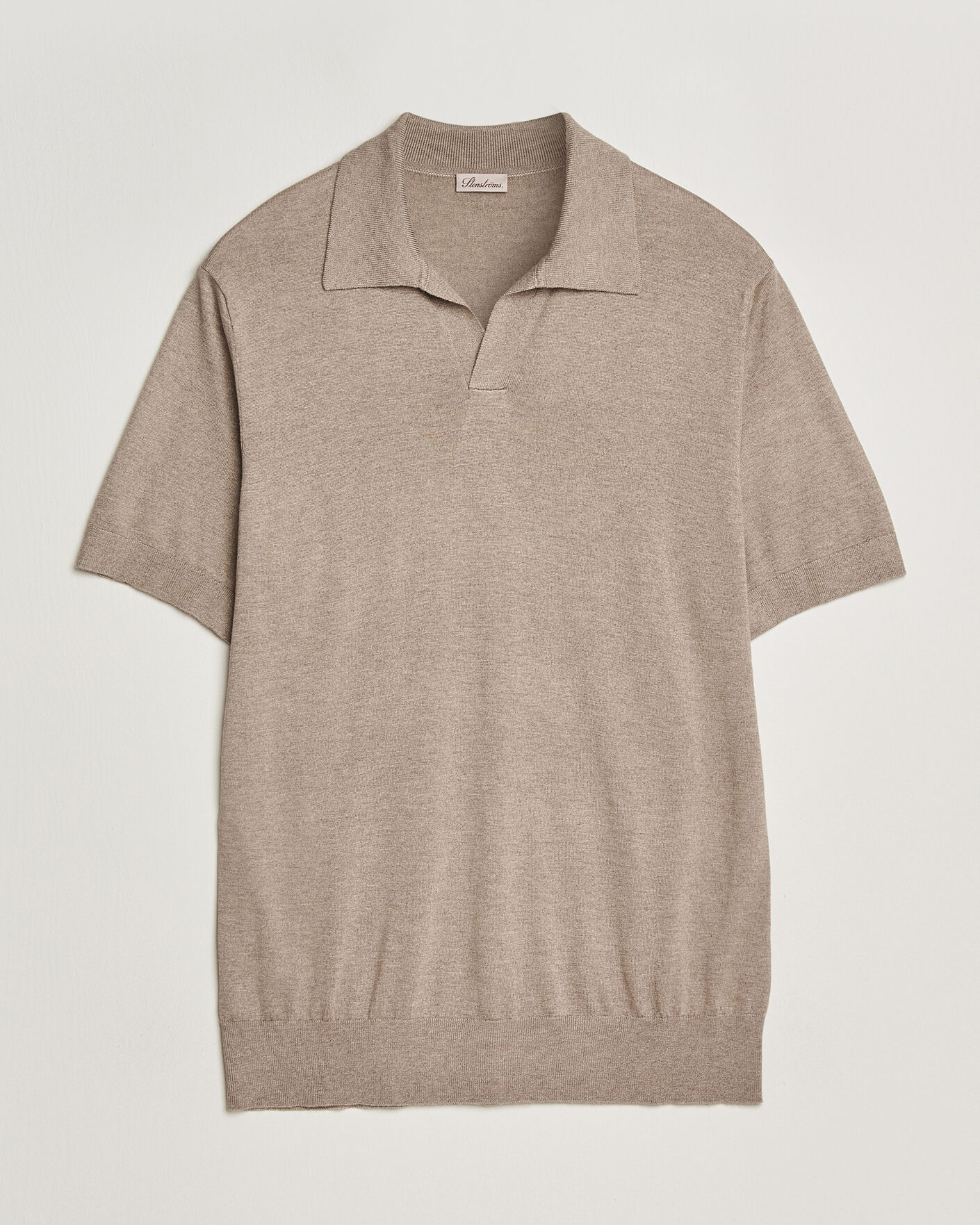 Herren | Poloshirts | Stenströms | Silk/Cashmere Polo Taupe