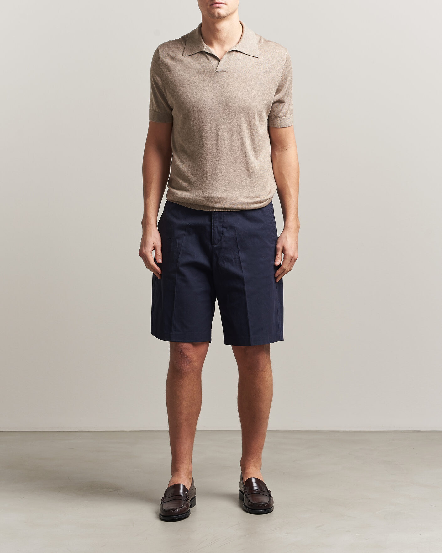 Herren | Poloshirts | Stenströms | Silk/Cashmere Polo Taupe