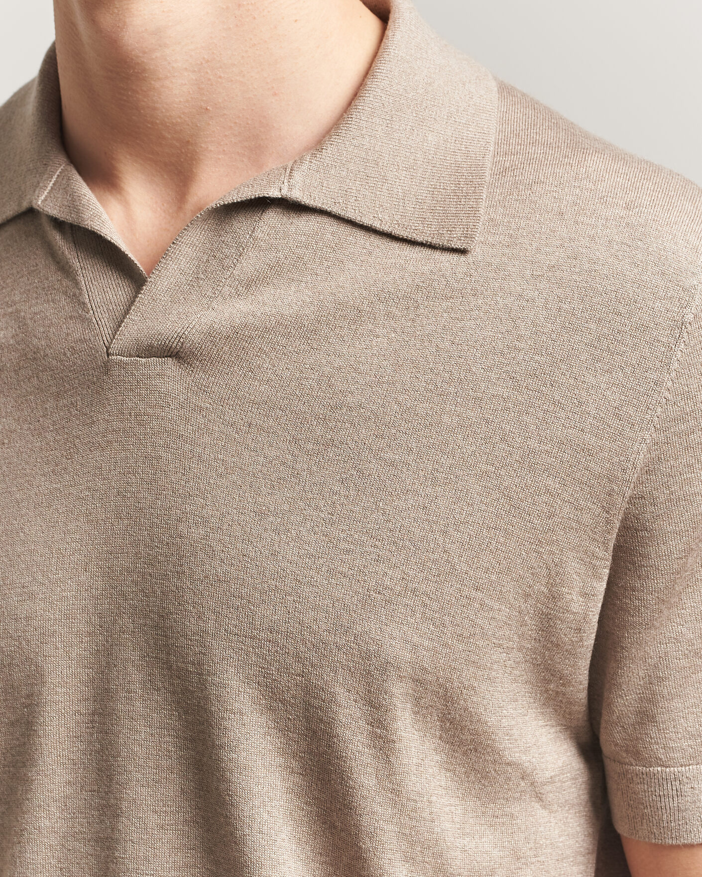 Herren | Poloshirts | Stenströms | Silk/Cashmere Polo Taupe