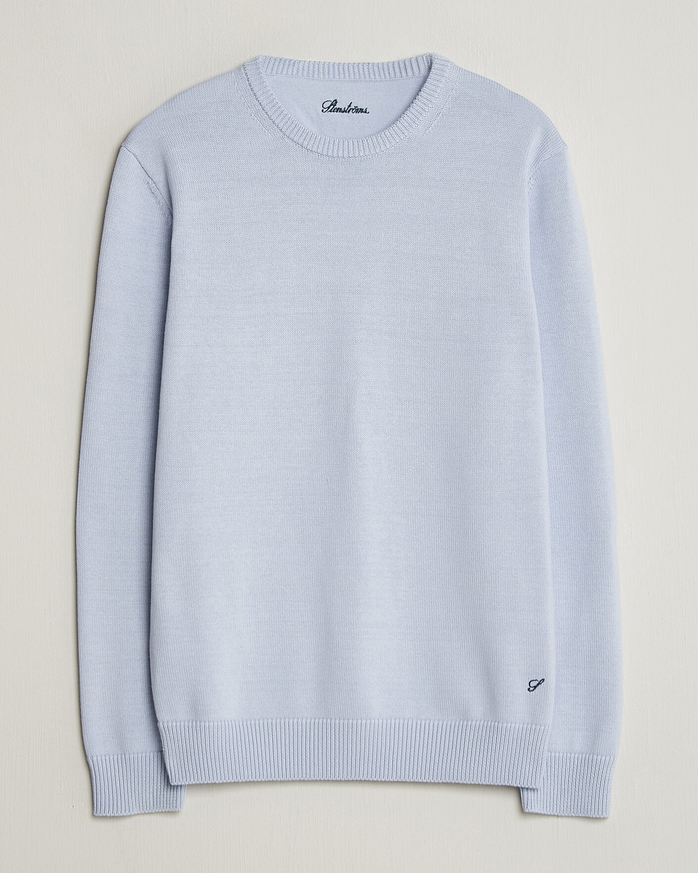 Herren | Pullover | Stenströms | Organic Cotton Knitted Sweater Light Blue
