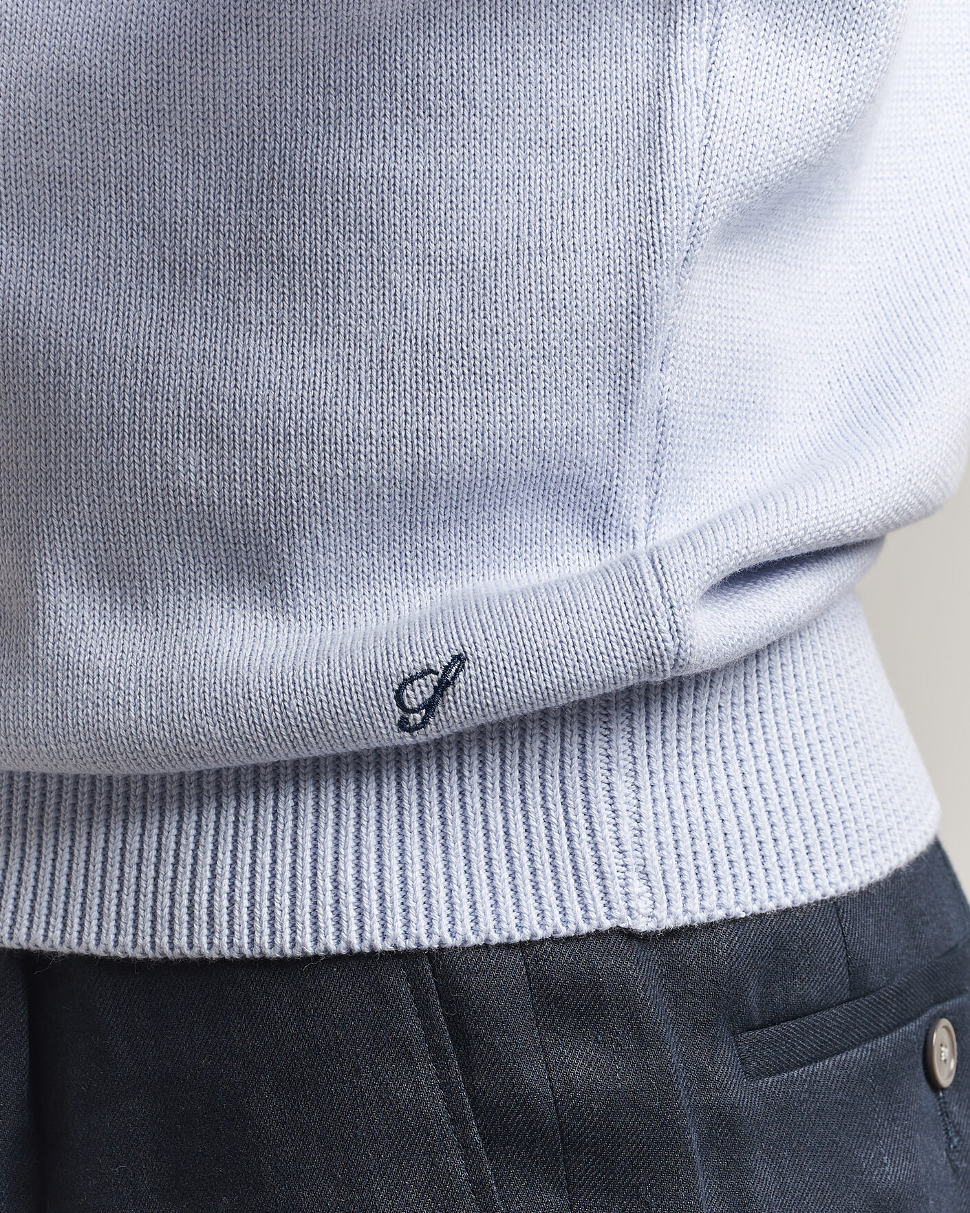 Herren | Pullover | Stenströms | Organic Cotton Knitted Sweater Light Blue